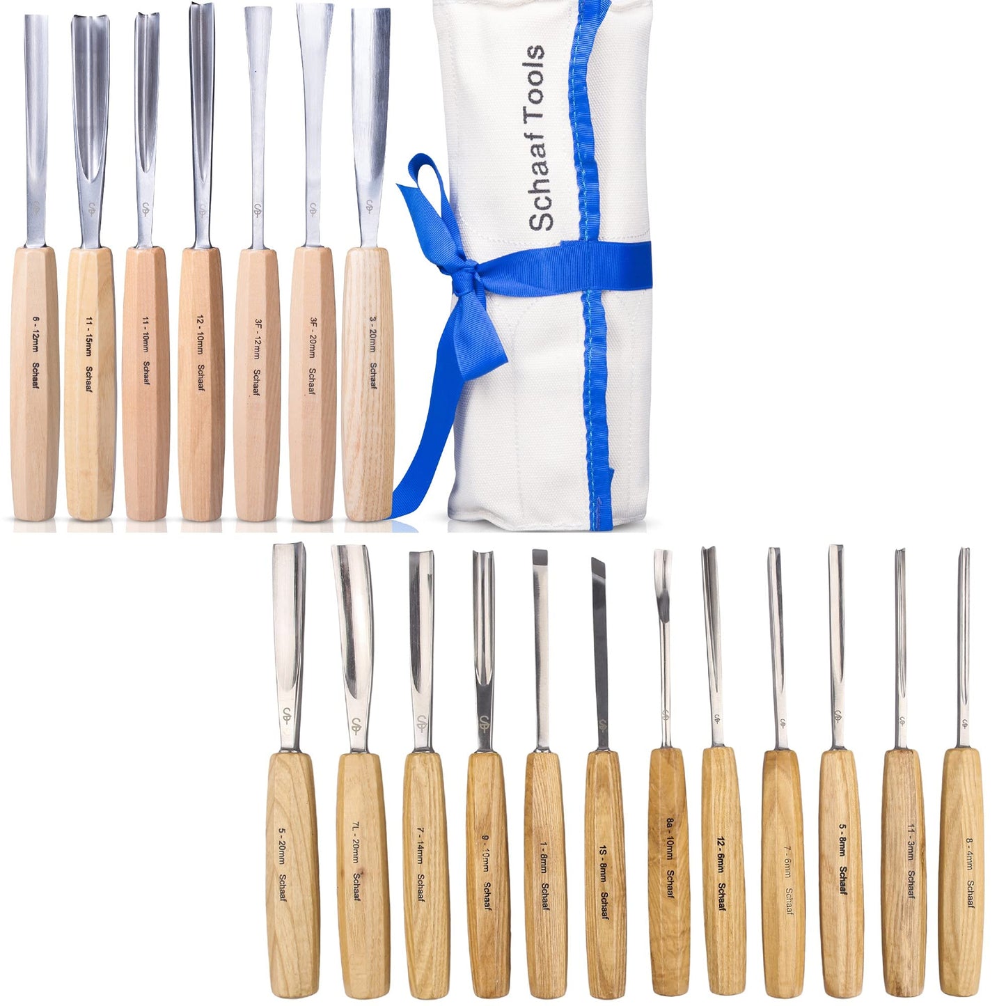 Schaaf Tools 7pc Expansion Carving Set and Schaaf Tools 12pc Foundation Carving Set Bundle