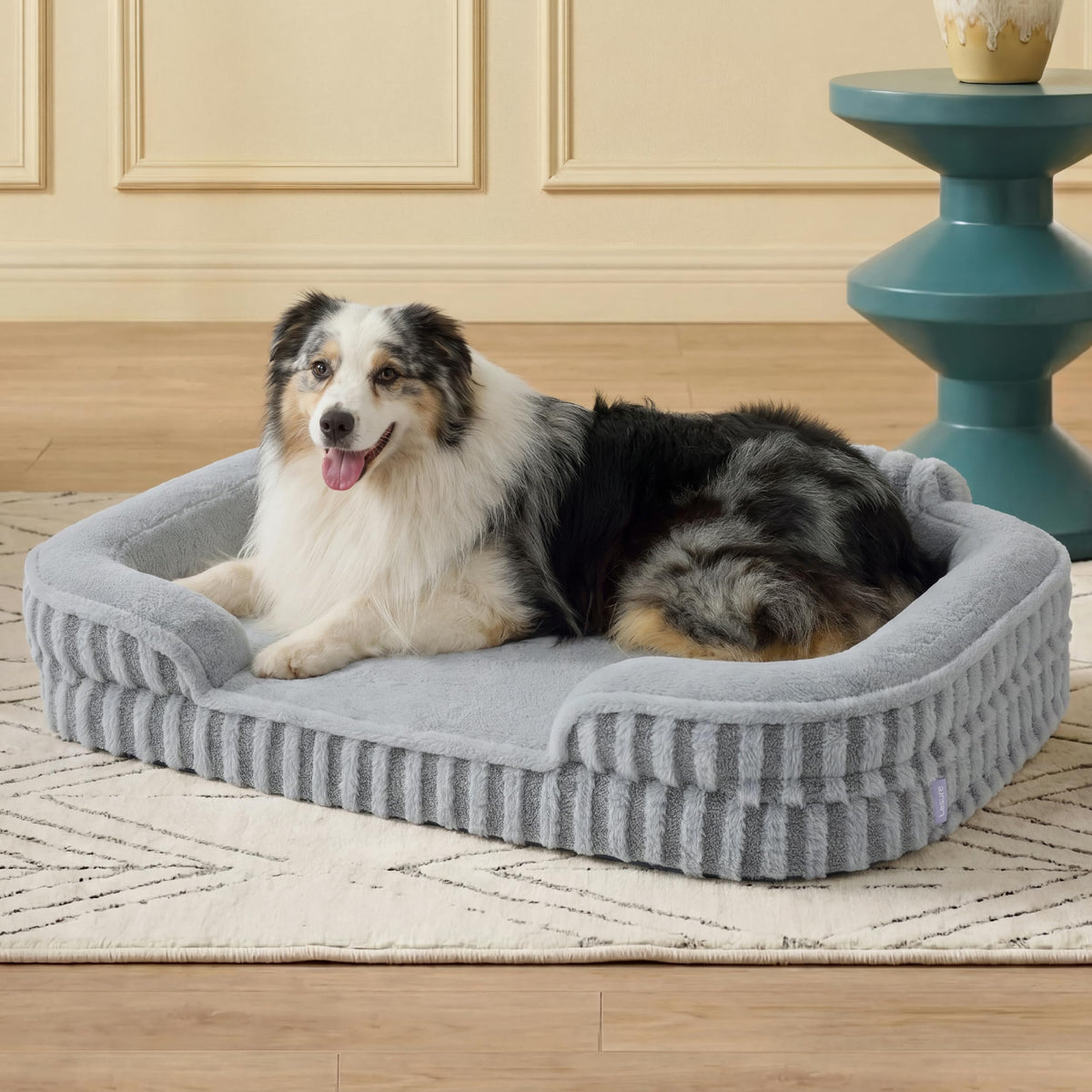 LE SURE Cute Cozy High Back Orthopedic Dog Beds Large Sized Dog,35" Beige