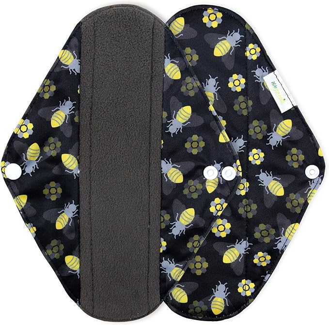 wegreeco Reusable Menstrual Pads for Women - Reusable Sanitary Pads | Reusable Panty Liners | Soft Cloth Menstrual Pads - 5 Pack, 1 Cloth Wet Bag (M, Bee & Bloom)
