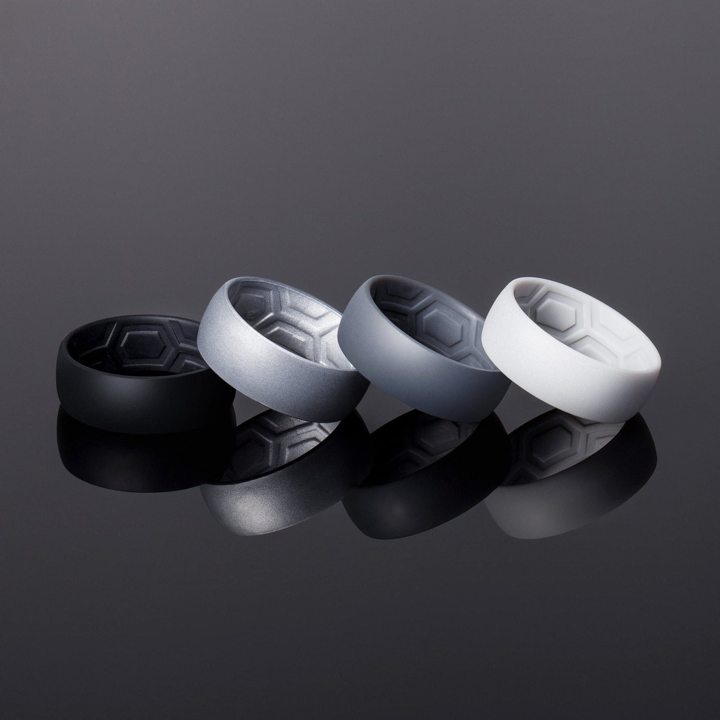 ThunderFit Men's Patterned Silicone Rings, 8mm Wide 2.2mm Thick Rubber Bands,Variety Multipack 1,4,7