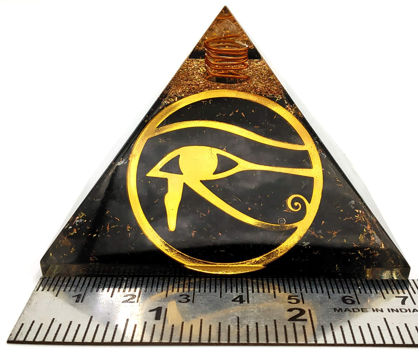 Large Orgone Pyramid | Shungite Pyramid Crystal | Eye of Horus Orgonite Pyramid | Organ Pyramids Positive Energy Healing