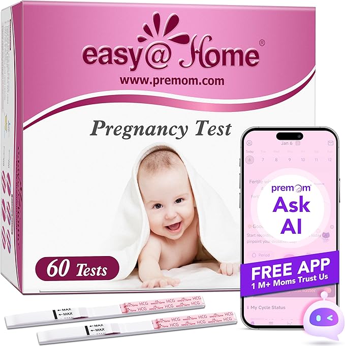 Easy@Home 60 Pregnancy Tests, FSA Eligible, 60 Hcg Test Strips Early Detection - Bulk Pregnancy Strips