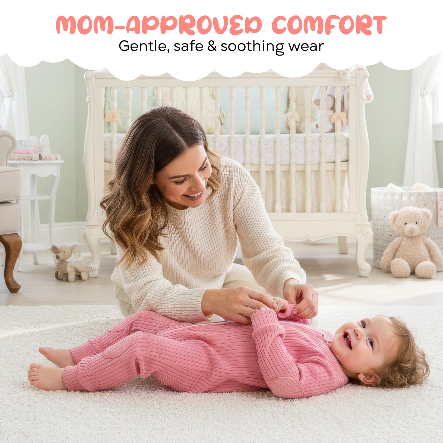 NurtureNauts® Crawling Baby Romper with Built-in Knee & Elbow Pads - 100% Cotton, 2-Way Zipper, Tagless for Active Babies (Pastel Blue, 18-24 Months)