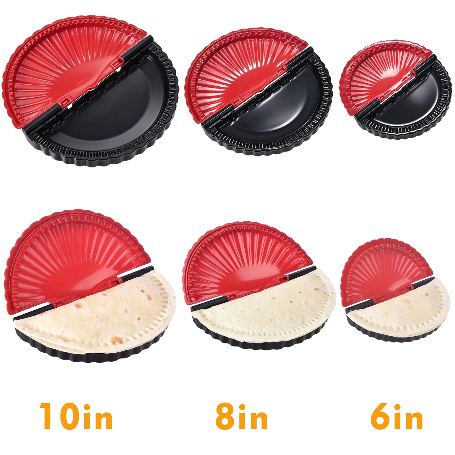 Tortilla Sealer + Crimper Press Bundle - Quesadilla Maker for Large 10", Medium 8" & Small 6" Flour Tortillas | Burritos, Empanadas, Dumplings, Sandwiches | Air Fryer Friendly | Dishwasher Safe