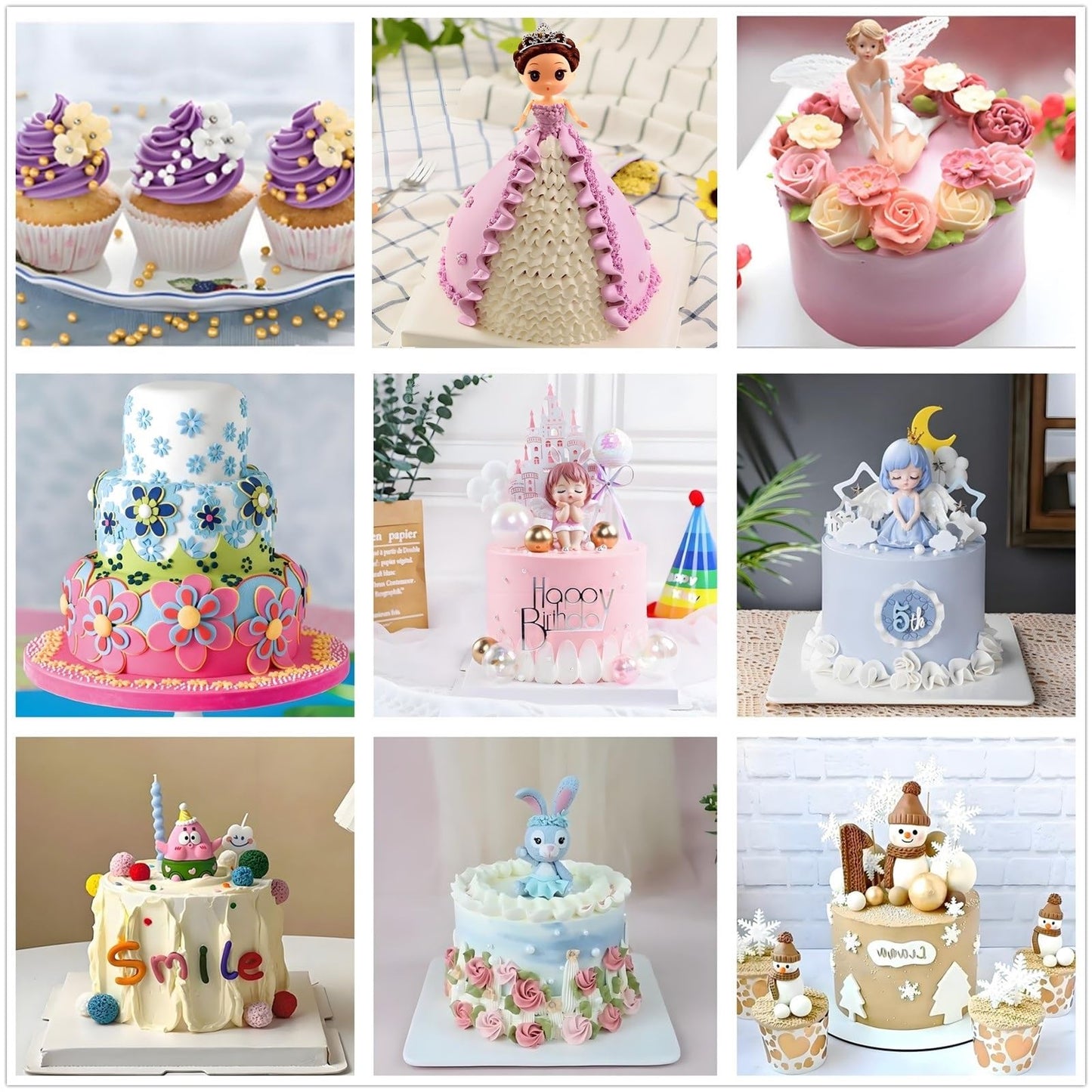ANSLYQA Cake Decorating Kit, 340 Pcs with Cake Turntable, Leveler, 55 Numbered Icing+Skirt Tips, 2 Spatulas, 3 Scrapers, 2 Couplers, 100 Pastry Bags, 100 Cupcake Liners & More Baking Tools, (Blue)