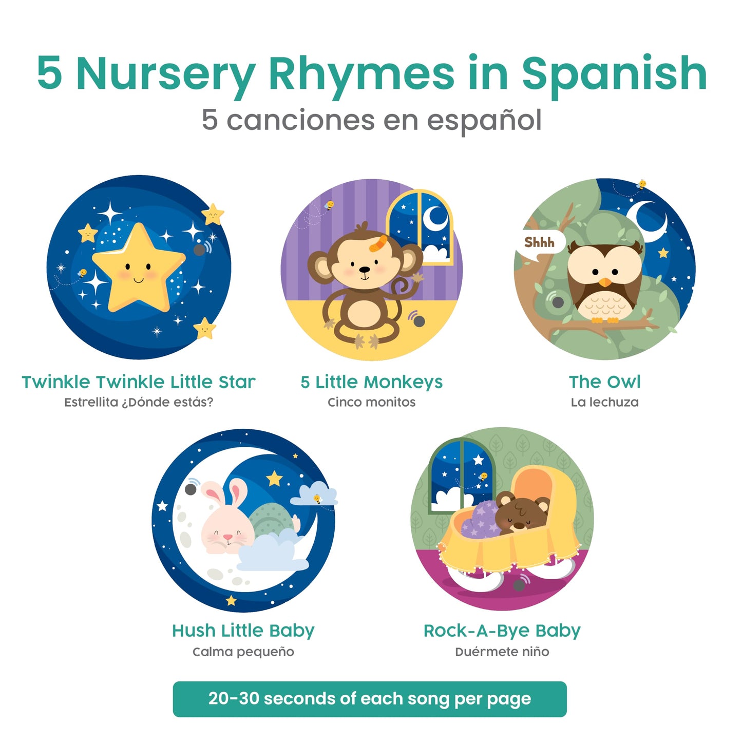 Binibi Estrellita ¿Dónde Estás? – Bilingual Musical Sound Book for Toddlers 1–3, Spanish Lullabies & Nursery Rhymes, Interactive Board Book. Libro en Español para Niños.