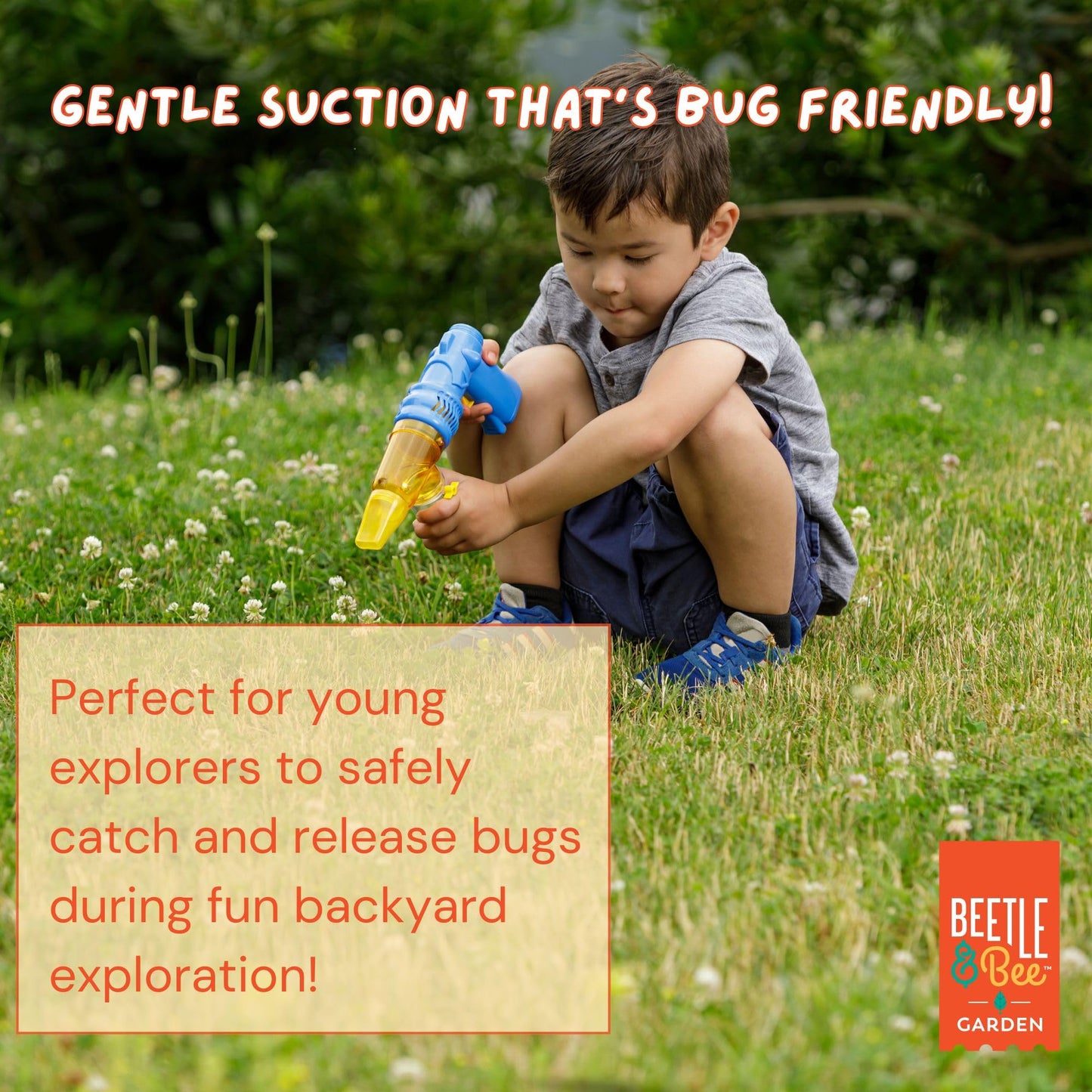 Beetle & Bee Bug Vacuum Toy Set for Kids - Insect Catching Kit with Toy Bug Gun, Tweezers, Magnifying Tube & Nozzles - Fun Bug Collection Kit for Backyard Exploration, Ages 5+