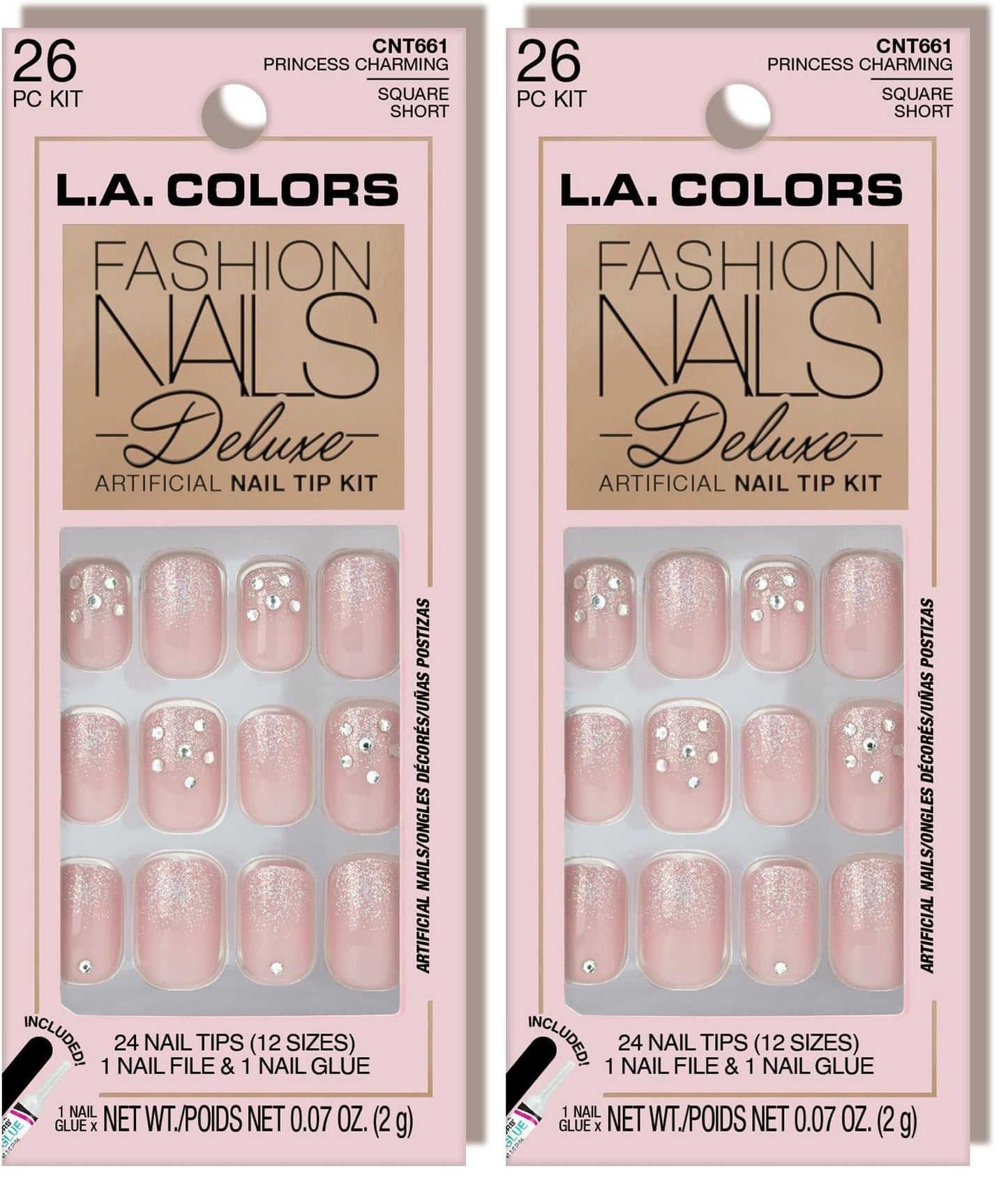 L.A. COLORS Fashion Nails Deluxe, Princess Charming CNT661 (Pack of 2)
