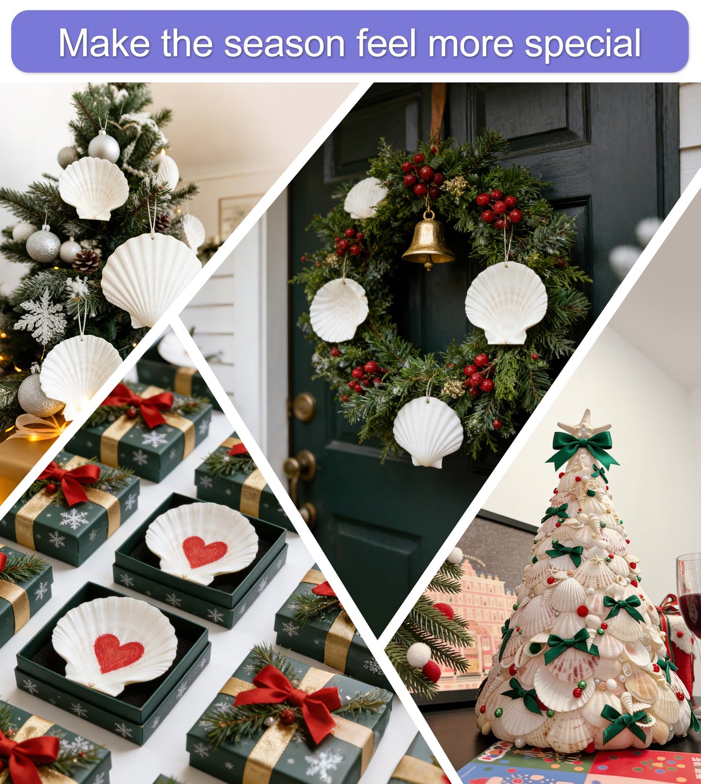 Denking 20 PCS Scallop Shells 3.5-4 inch Natural White Seashells for DIY Painting, Craft, Baking, Beach Wedding & Home Decor(20PCS 3.5"-4")