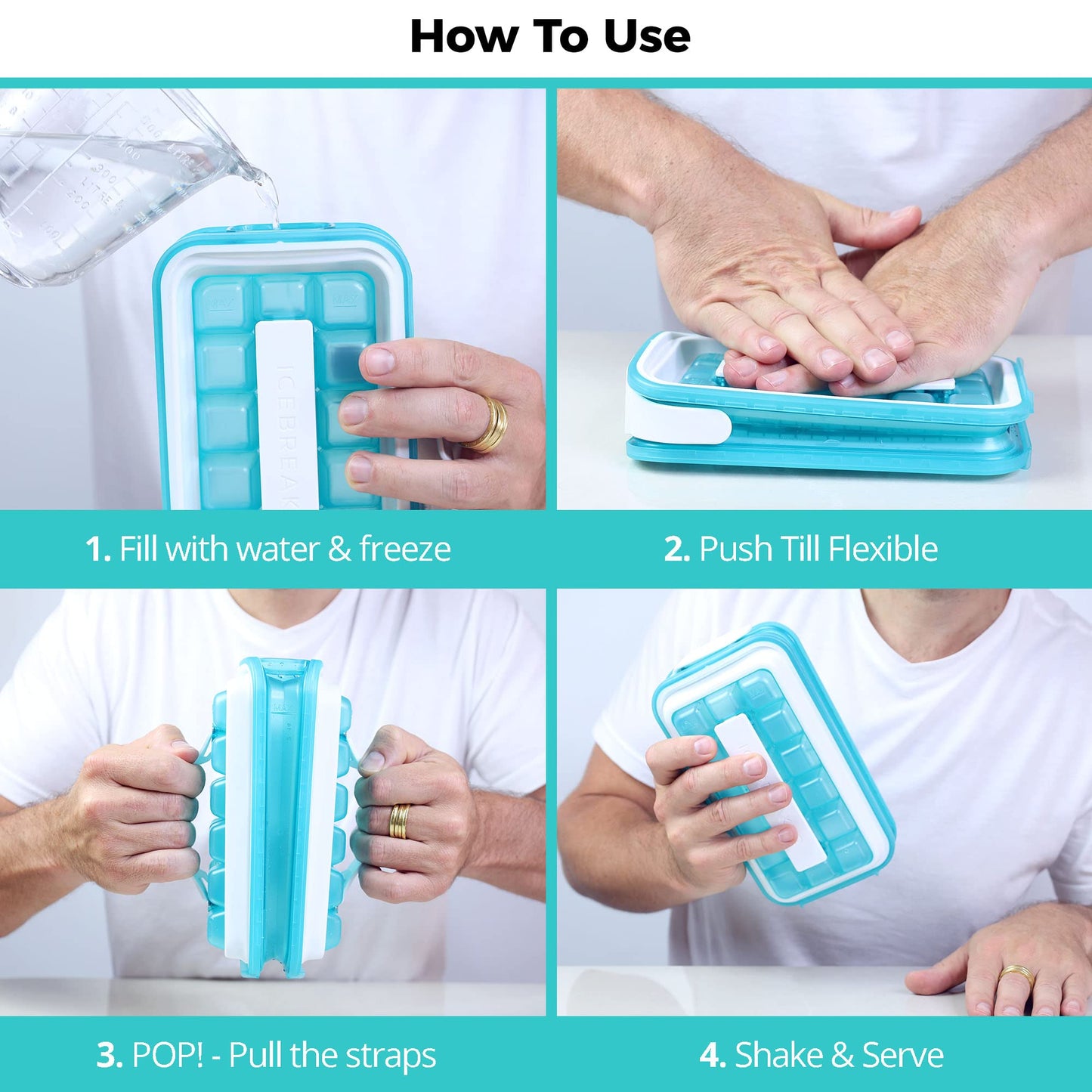 Ice Cube Tray with Lid - NO SPILL Innovative Patented Ice Tray for Freezer - NO TOUCH Silicone Ice Cube Tray for Freezer - This Ice Maker Makes 18 Cubes/Serv and 54/Day - Ice Cube Mold by ICEBREAKER