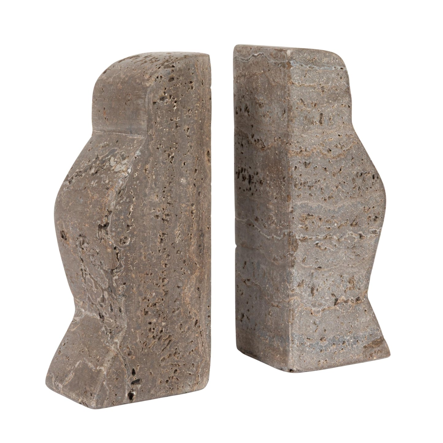 Creative Co-Op Decorative Travertine Wave Bookends, Grey
