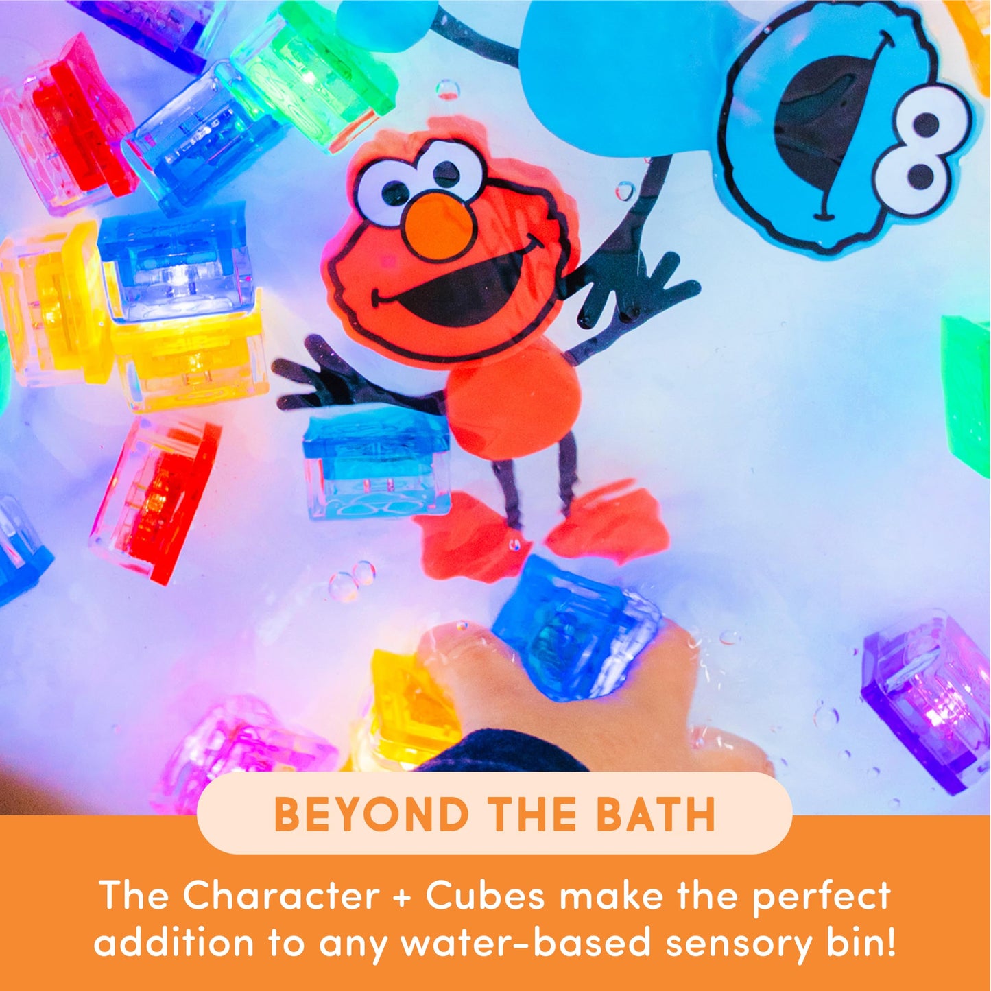 Glo Pals x Sesame Street Water-Activated Light-Up Cubes for Sensory Play (Elmo - Cubes with Character)
