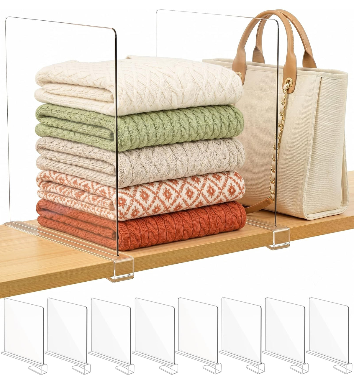Shelf Dividers Purse Organizer for Closet (8 Count)
