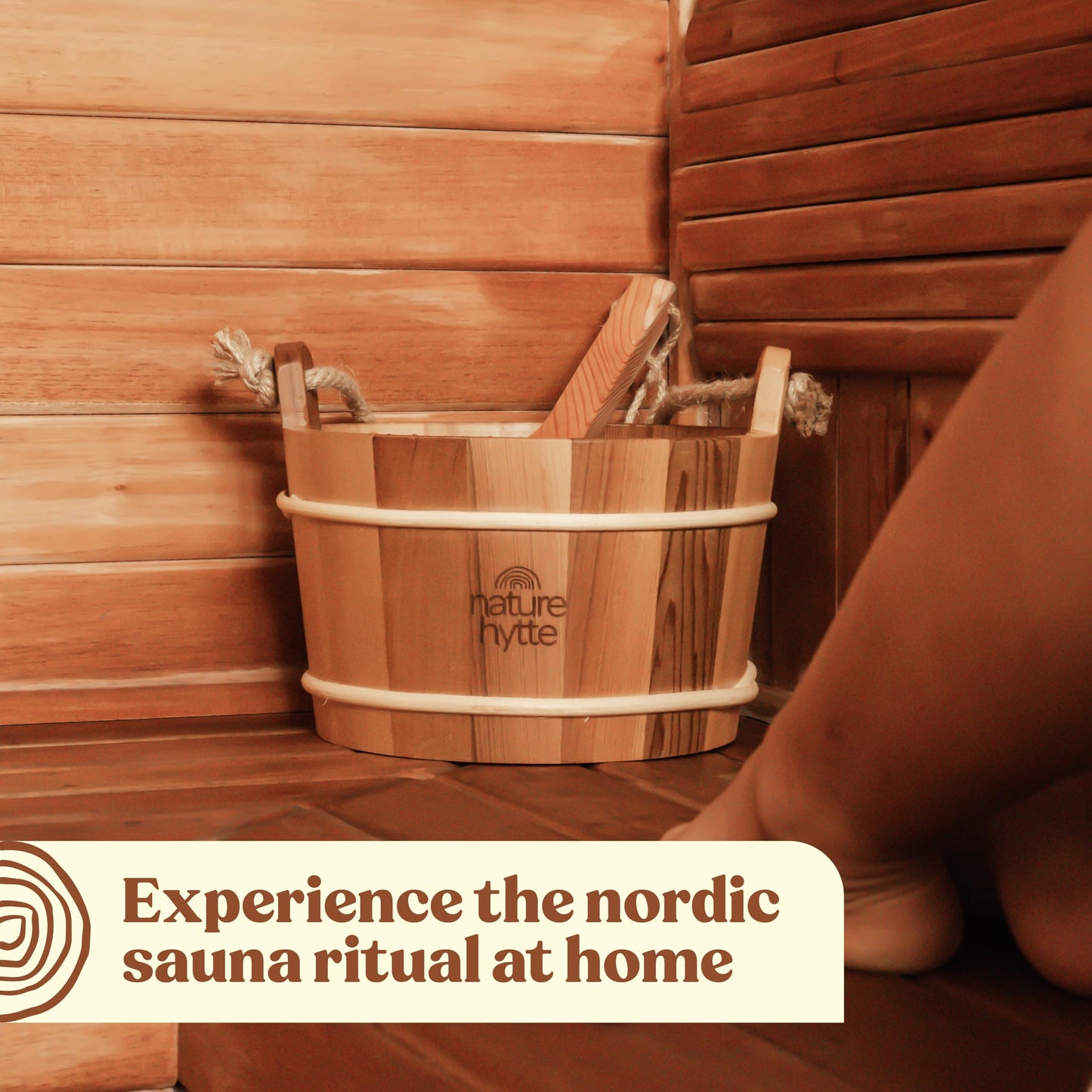 Nature Hytte Red Cedar Sauna Bucket and Ladle Set 6L (1.6 Gallon) - Natural Rope Handle - Premium Red Cedar Wood - Natural Aroma - Elegant Gift-Ready Packaging