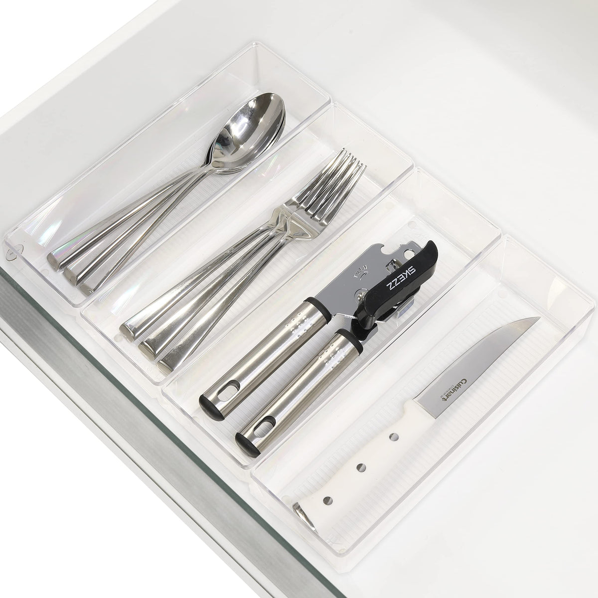 Clear Drawer Organizer for Office Bin Desk Storage (4 Count)