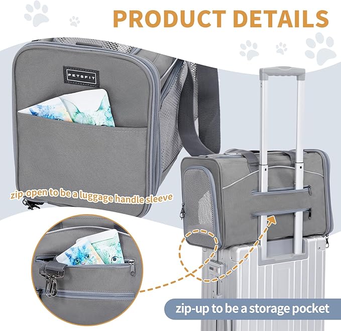 Petsfit Airline Cat Carrier for Small Cats, Two-Way Placement, Up to 9 lb
