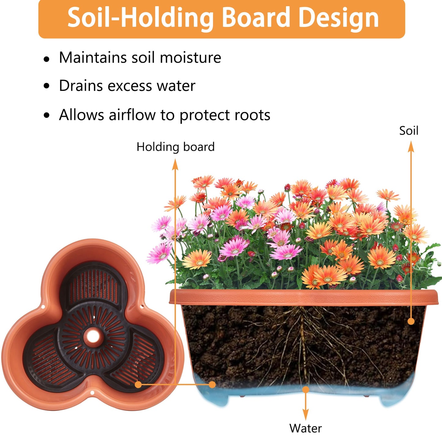 VECELO 5 Tier Vertical Garden Planter, Self Watering Stackable Planters with Wheels for Strawberries, Herbs, Flowers, Vegetables, Red