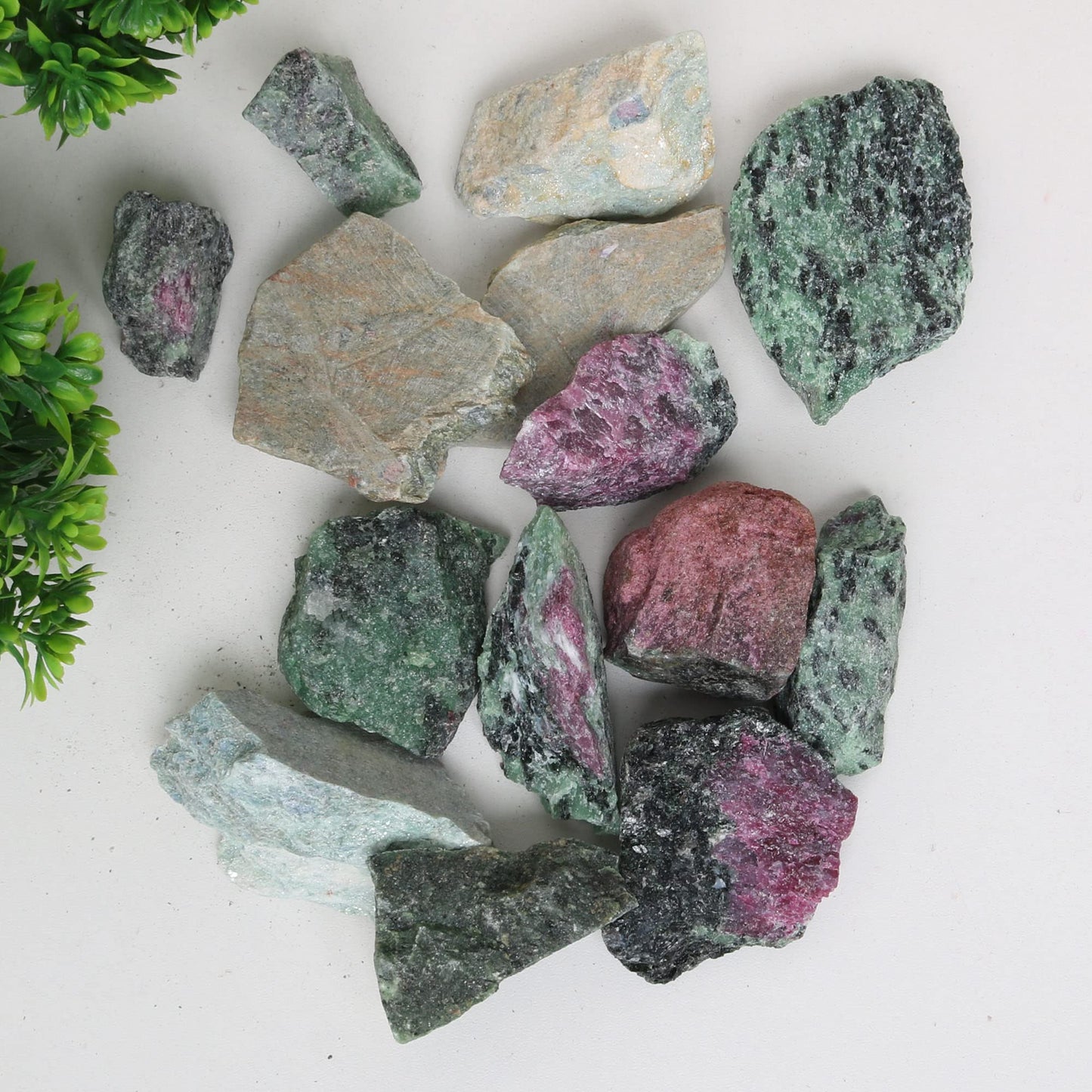 REAL-GEMS Natural Raw Healing Crystals Rough Stones for Tumbling, Cabbing, Polishing, Wire Wrapping, Wicca & Reiki Crystal Healing, Mix Gemstones,7 Chakra (Ruby Zozaite)