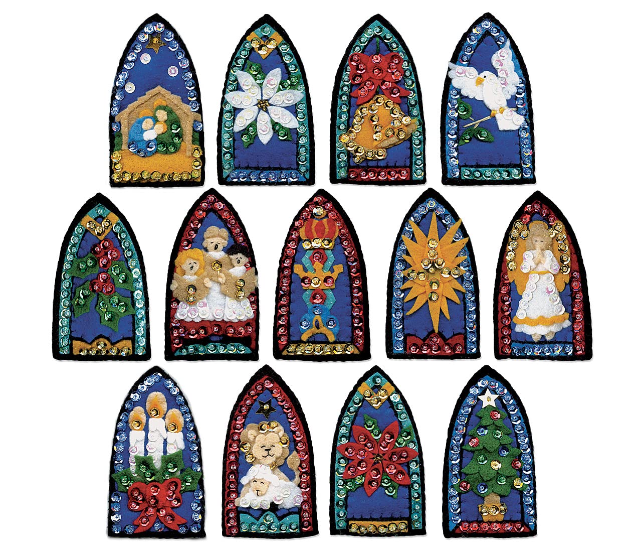 Stained Glass Felt Ornament Kit - Set/13