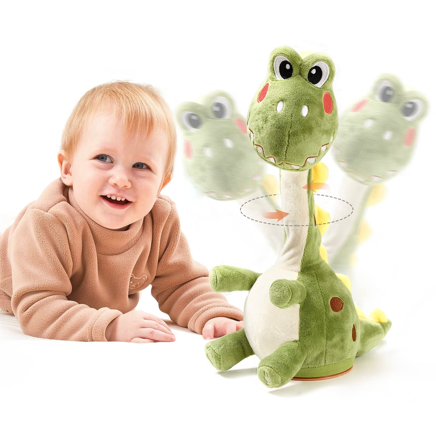 TUMAMA Dinosaur Dancing Interactive Baby Toy, Mimicking Twisted Electronic Soft Plush Toy with Talking Recording Repeat Talking, Talking Dinosaur Toys for Girls and Boys