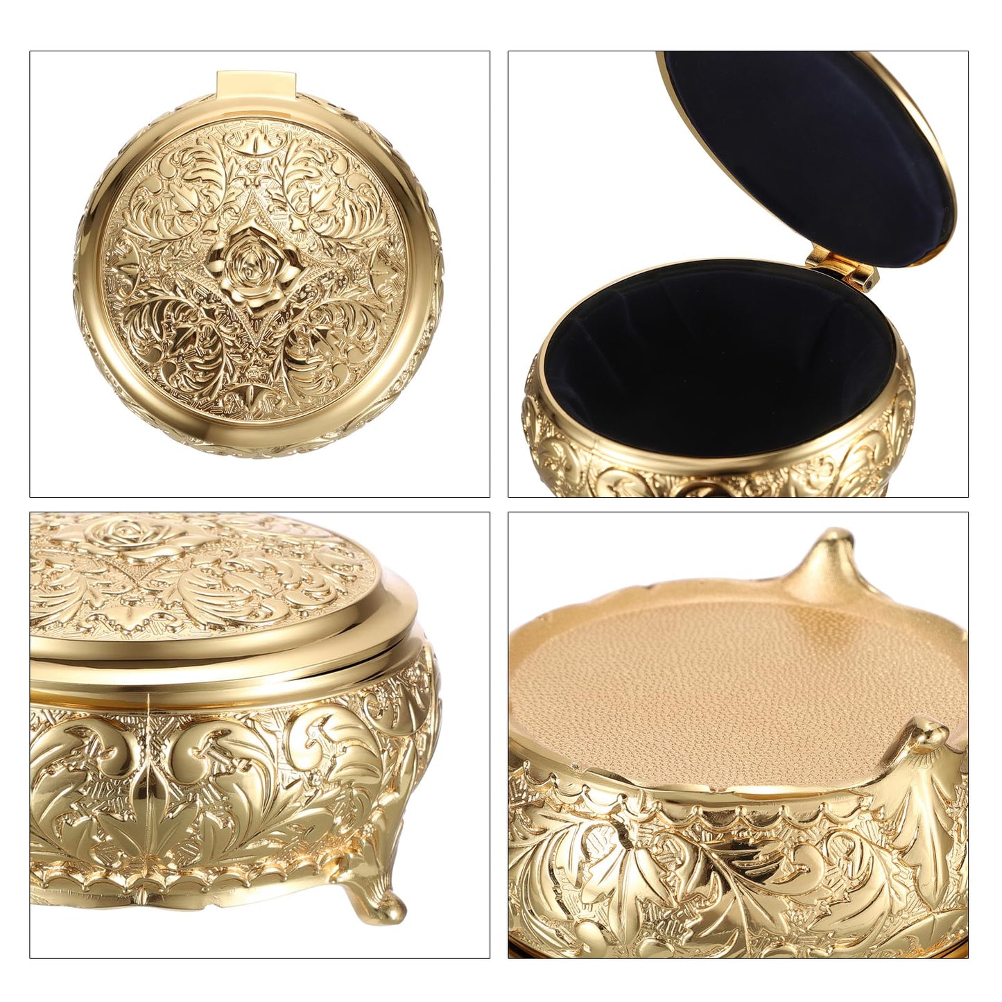 Hipiwe Vintage Metal Jewelry Box Different Shape- Small Antique Ring Earrings Necklace Storage Organizer Case Metal Treasure Chest Trinket Keepsake Gift Box