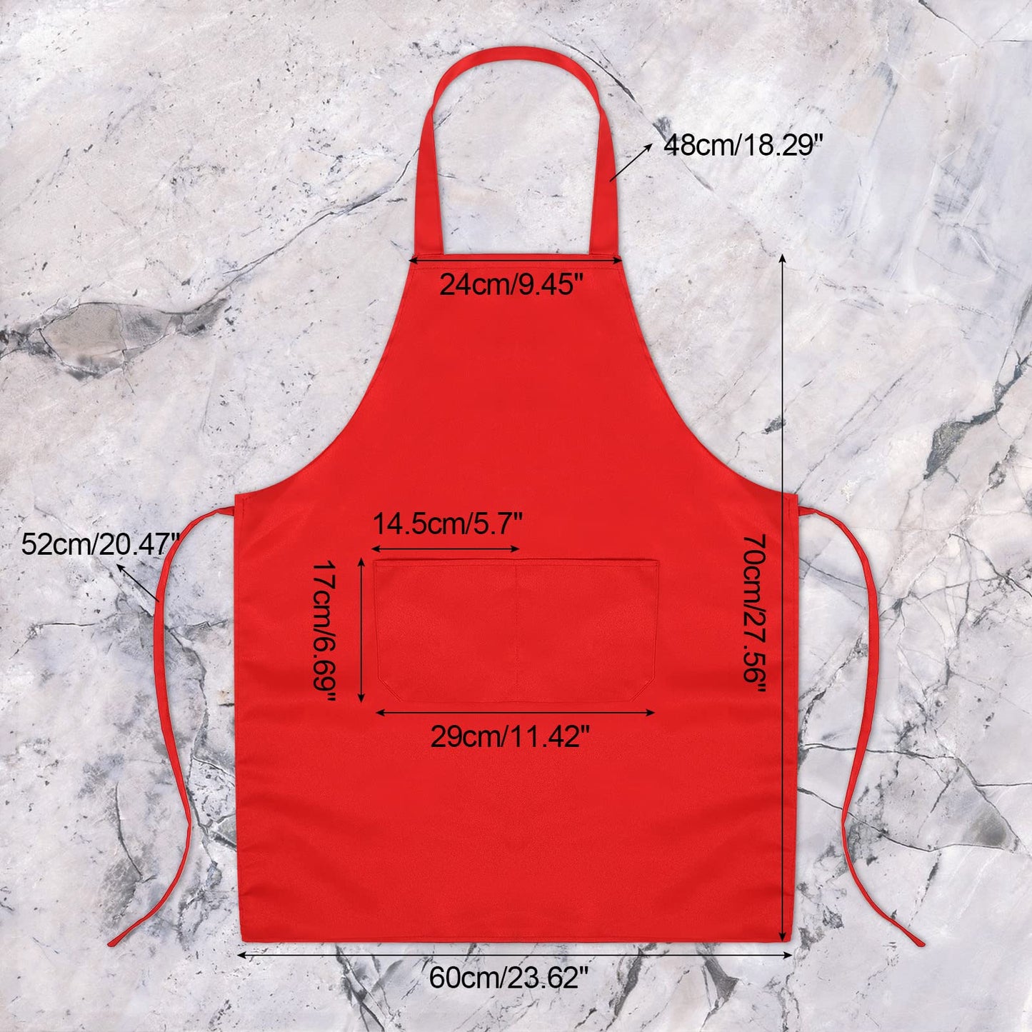 Syhood 18 Pack Bib Apron Bulk Unisex Plain Adjustable Apron with Pocket for Chef Cook Craft Kitchen Painting(Red)