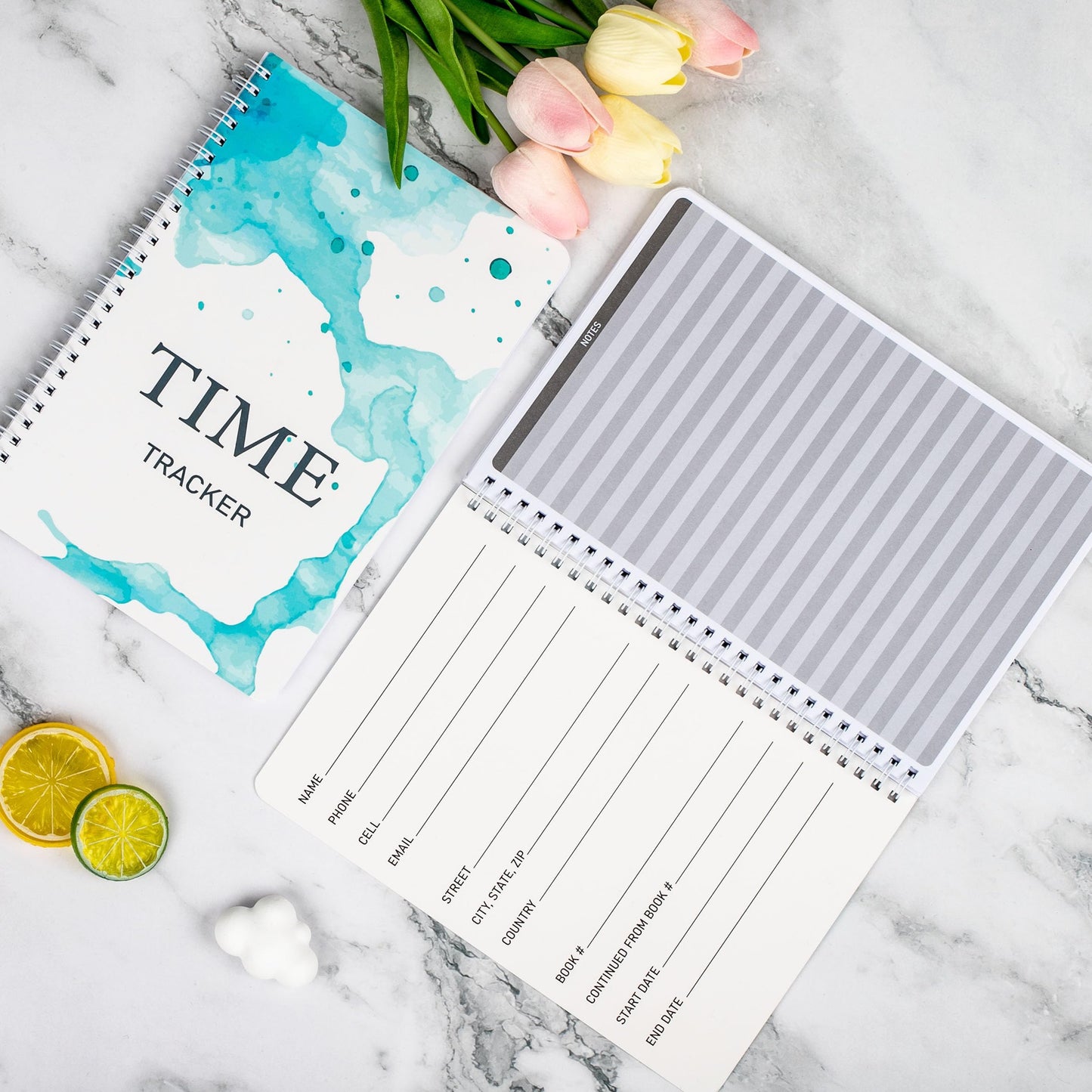 INKNOTE 2Pcs Time Tracker Log Timesheet Notebook Spiral Management LogBook for Effectively Track and Plan Your Day 9 X 6.1inch-100 Pages