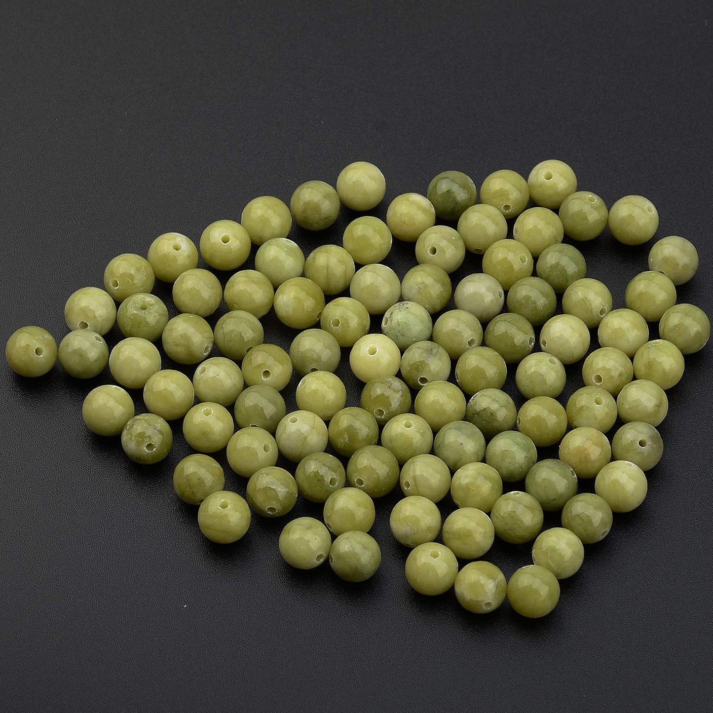 LPBeads 100PCS 8mm Natural Green Jade Beads Gemstone Round Loose Beads for Jewelry Making with Crystal Stretch Cord