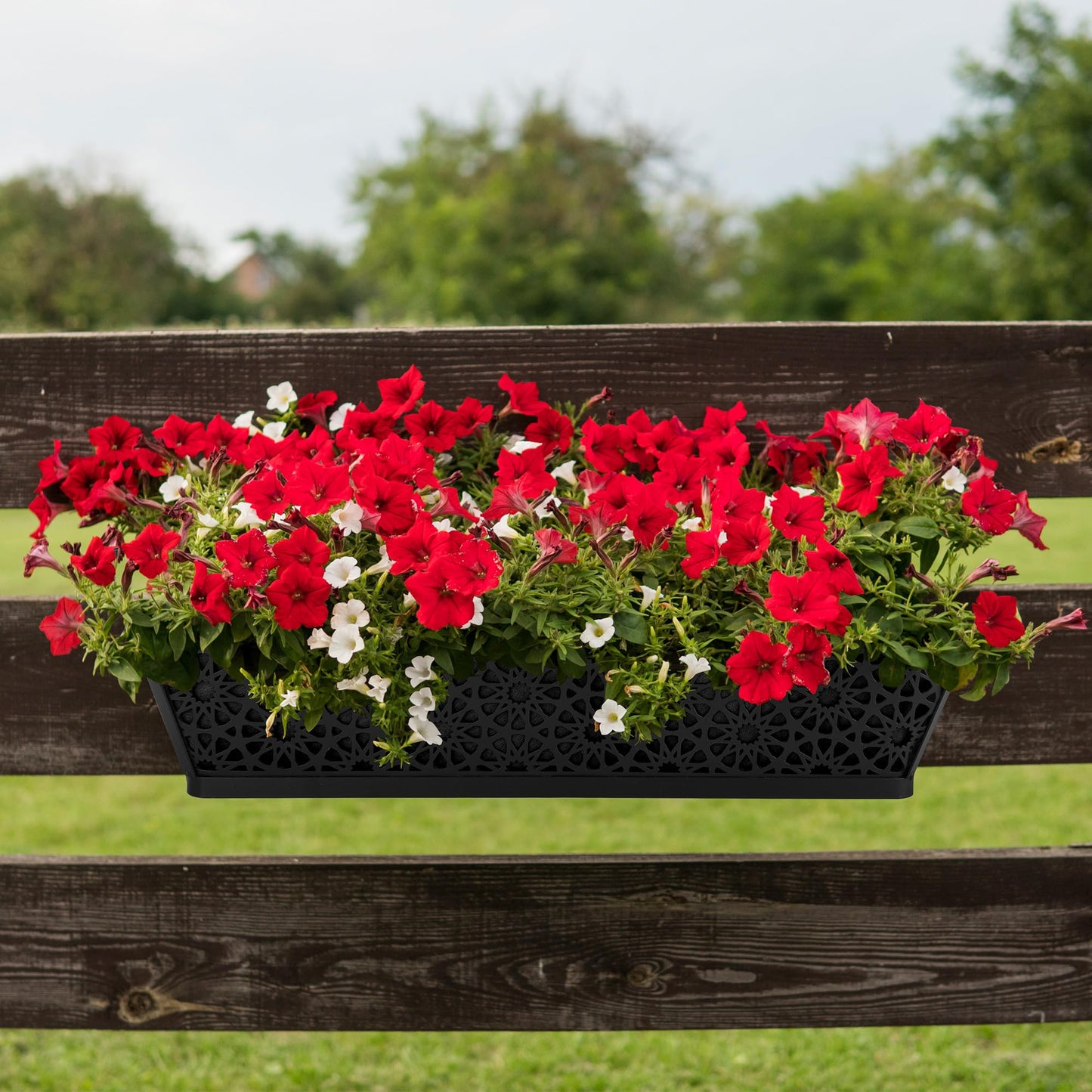 Adnee 2 Pcs 24 Inch Fabric Plant Window Box Liners-Rectangular Non-Woven Planter Basket Liner-Black Felt Flower Hanging Basket for Outdoor Garden Wall Hanging Planter Flower Vegetables