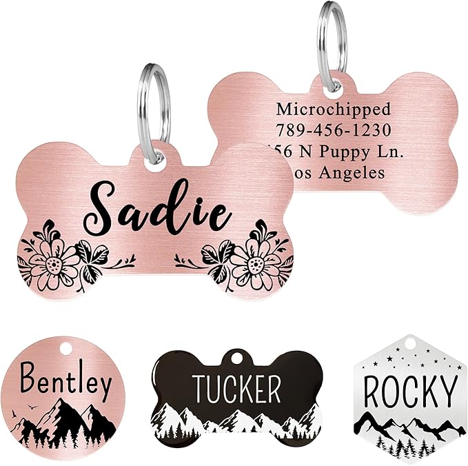 Ultra Joys Custom Dog Tag Personalized Pet Name Tag - Large Bone Mountain
