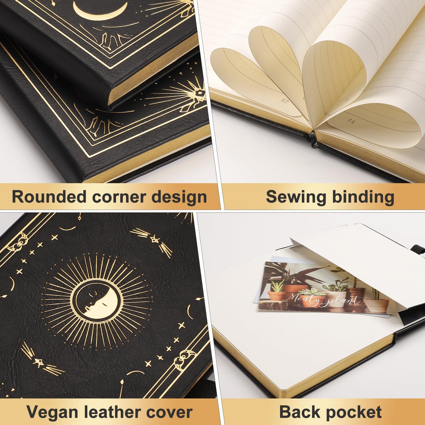 LOAPEM Dotted Journal for Women Men, 192 Pages A5 Notebook Journal, Hardcover Notebook with 100Gsm Thick Pages, Leather Note Book for Writing, Travel, Business, Office, Prayer 5.7 x 8.3,Black