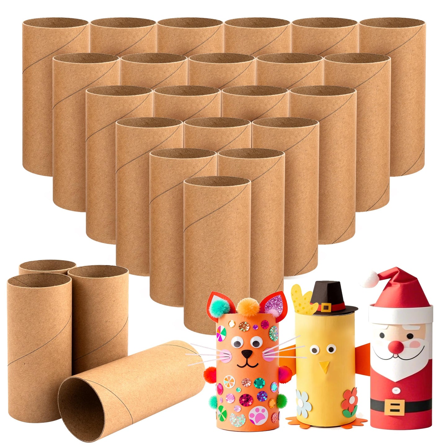 Rolliezs Cardboard Tubes for Crafts, 30 Pack Brown Paper Rolls – 1.77” x 3.94” Thin Empty Cardboard Craft Tubes for Kids, Classroom Projects, DIY Crafting & Paper Roll Crafts.
