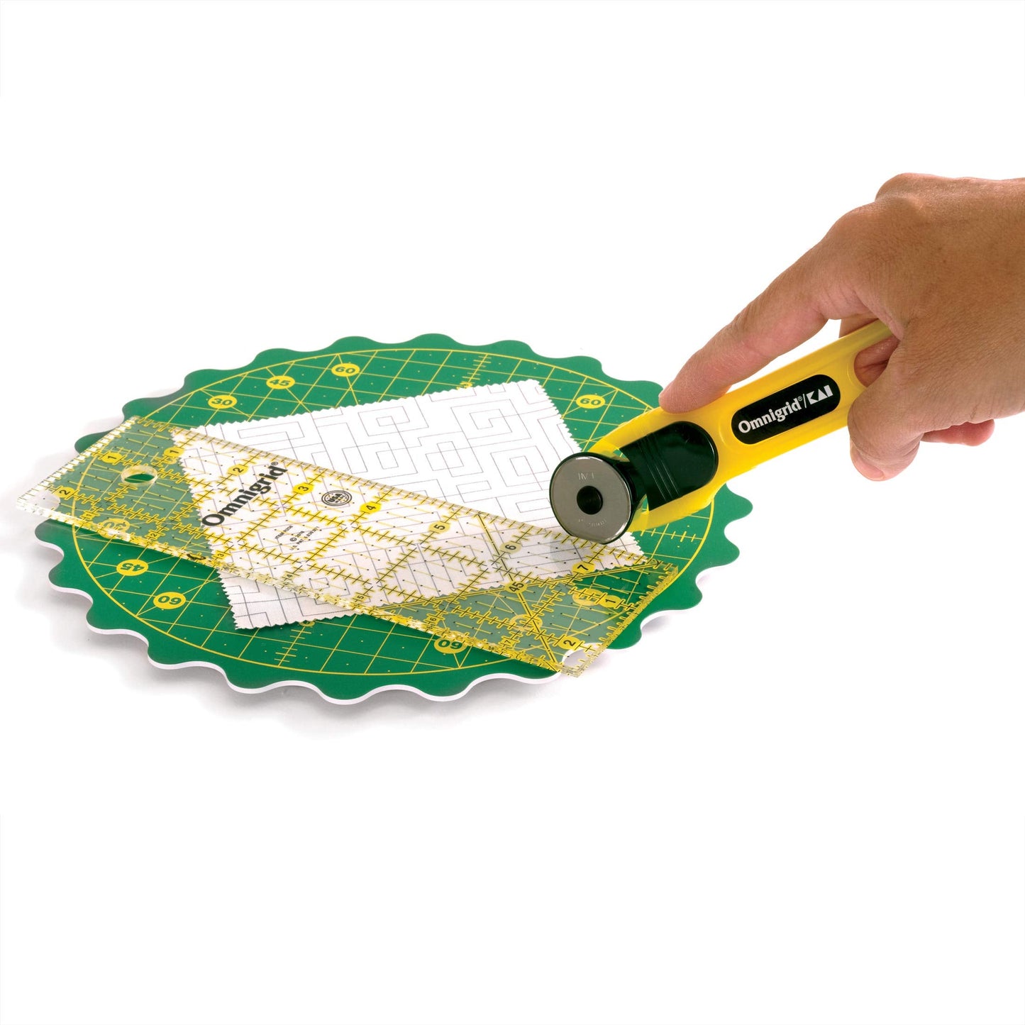 Omnigrid 360 Rotating Self-Healing Cutting Mat, 8 Inch Precision Fabric Cutting Mat with Durable Surface for Quilting, Sewing & Crafts