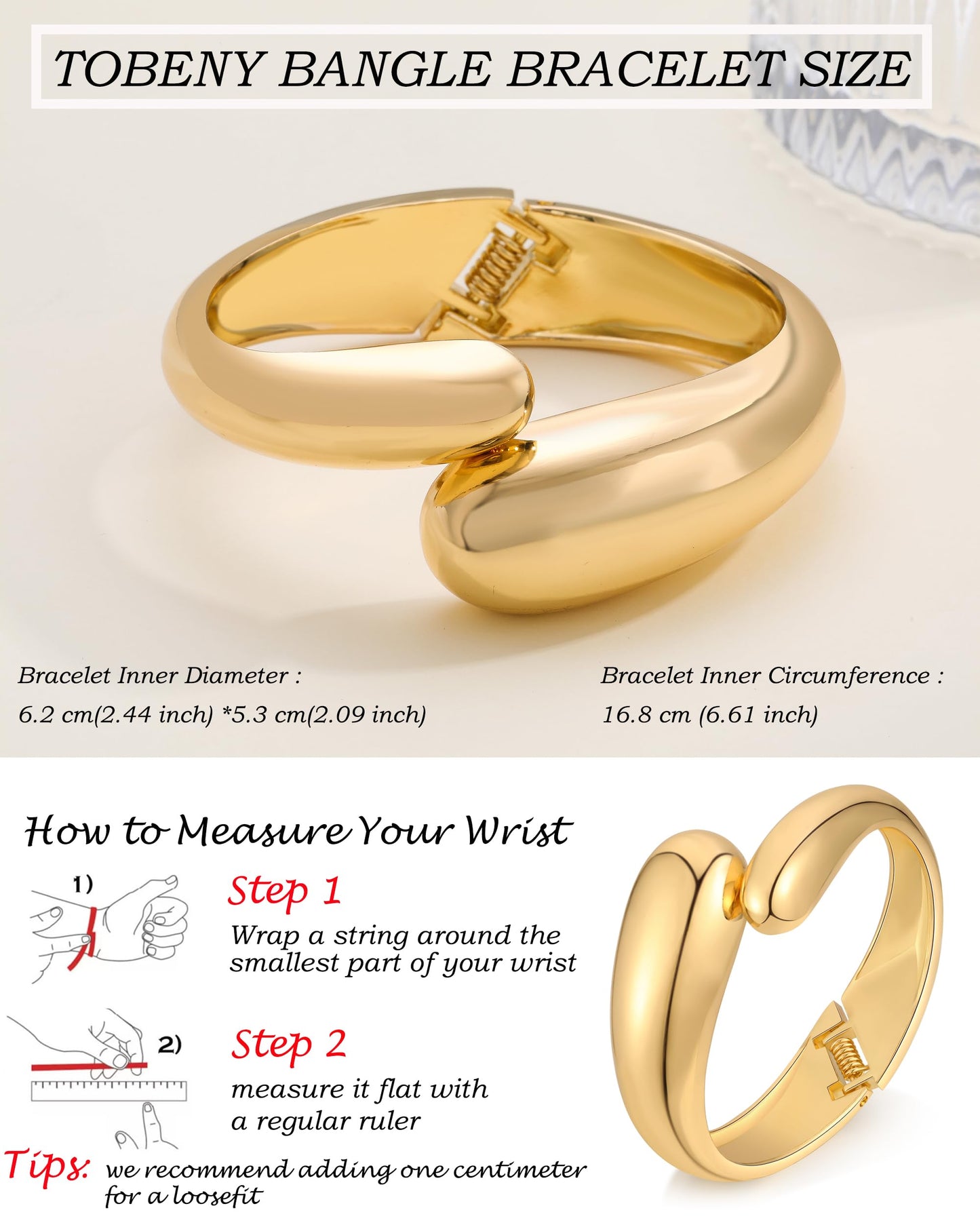 TOBENY Gold Bangle Bracelets for Women Trendy Waterdrop Adjustable Twist Cuff Bracelet Thick Chunky Gold Bracelet Jewelry Gifts