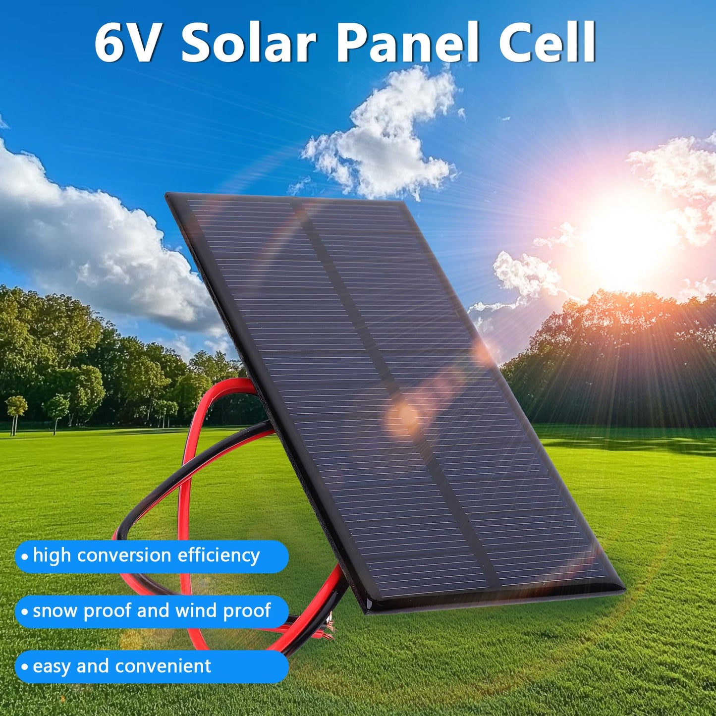 3Pcs Mini Solar Panel DC 6V Polysilicon Solar Cell Charger Module Solar DIY Portatil System Kits with 30cm Cable for Scientific Research Projects,Making Lawn Lights, Landscape Lights,DIY etc