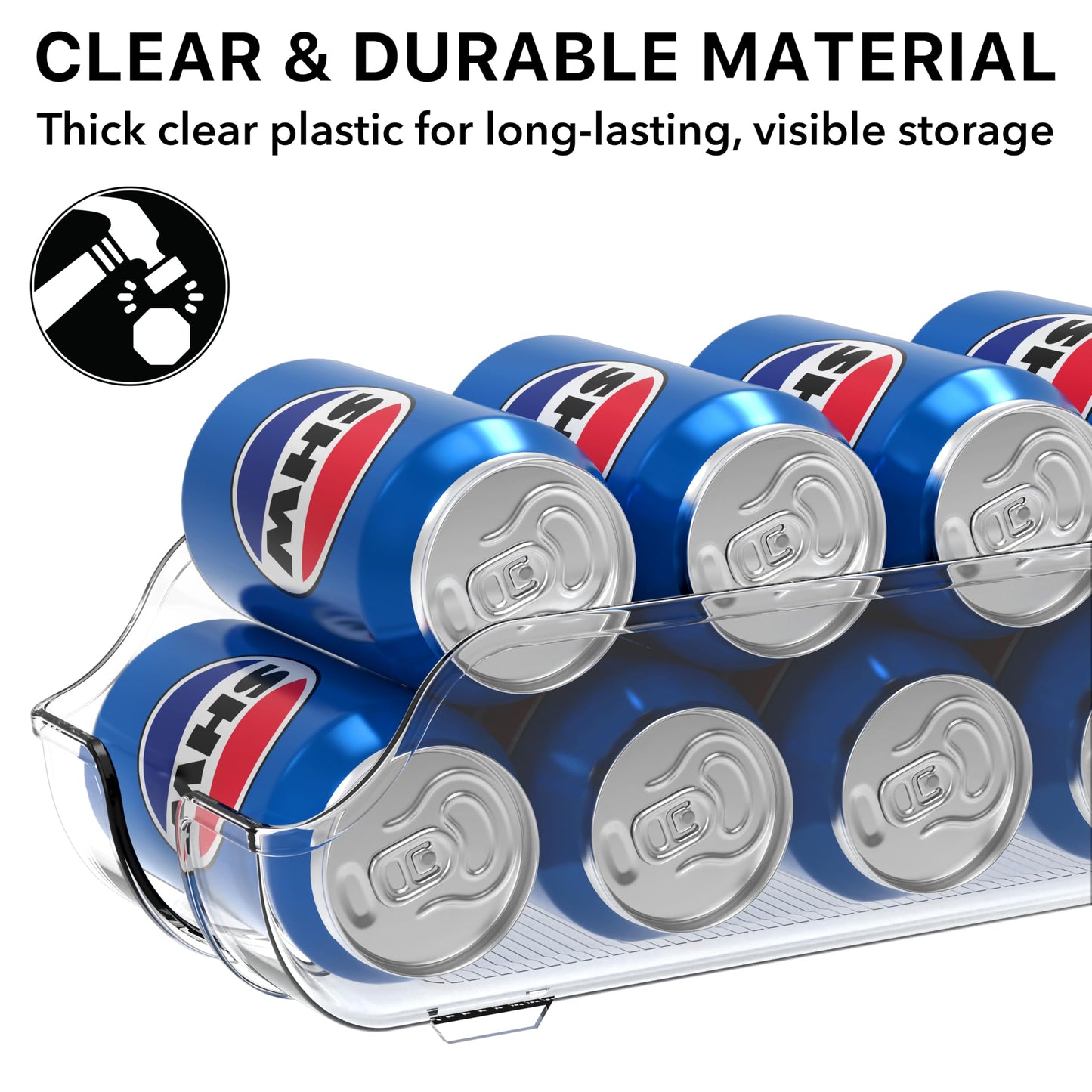 Simple Houseware Soda Can Organizer and Dispenser for Refrigerator / Pantry, Clear, Set of 2