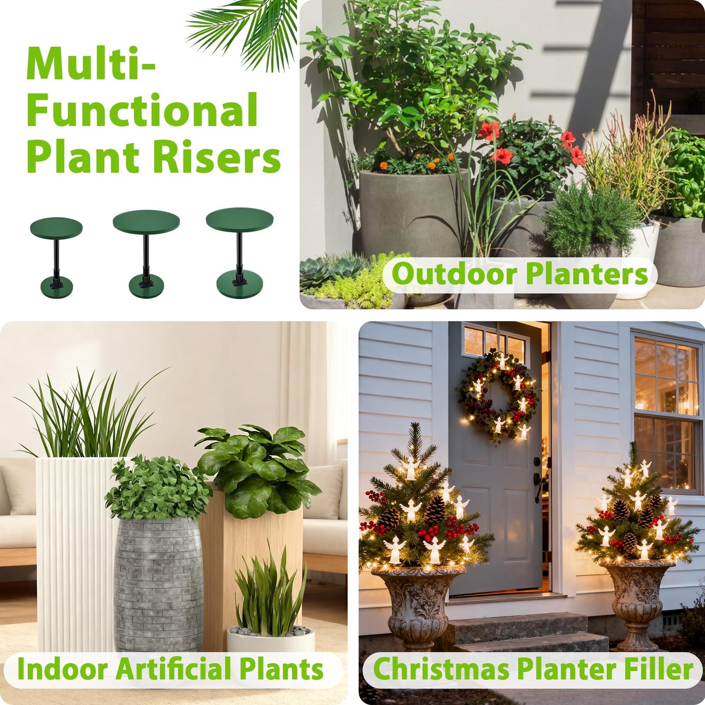 Axcoix Adjustable Height Plant Risers for Inside Pots, 7.5-12" Planter Inserts for Large Pots, Planter Lift Insert for Tall Square Round Taper Planters (6" 8" 10" Base or Top)