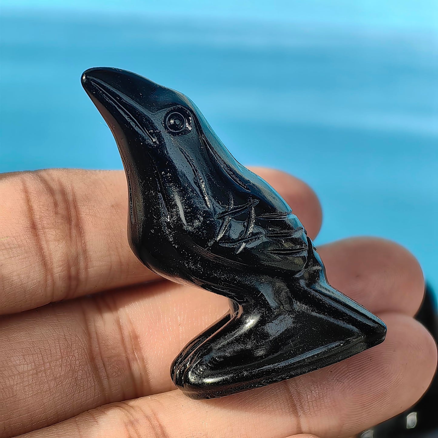 2" Natural Obsidian Flame Stone Crystal Raven Statue Healing Crystal Handmade Sculpture Guardian Pocket Statues Reiki Bird Meditation Office Home Decoration Gift (Obsidian)
