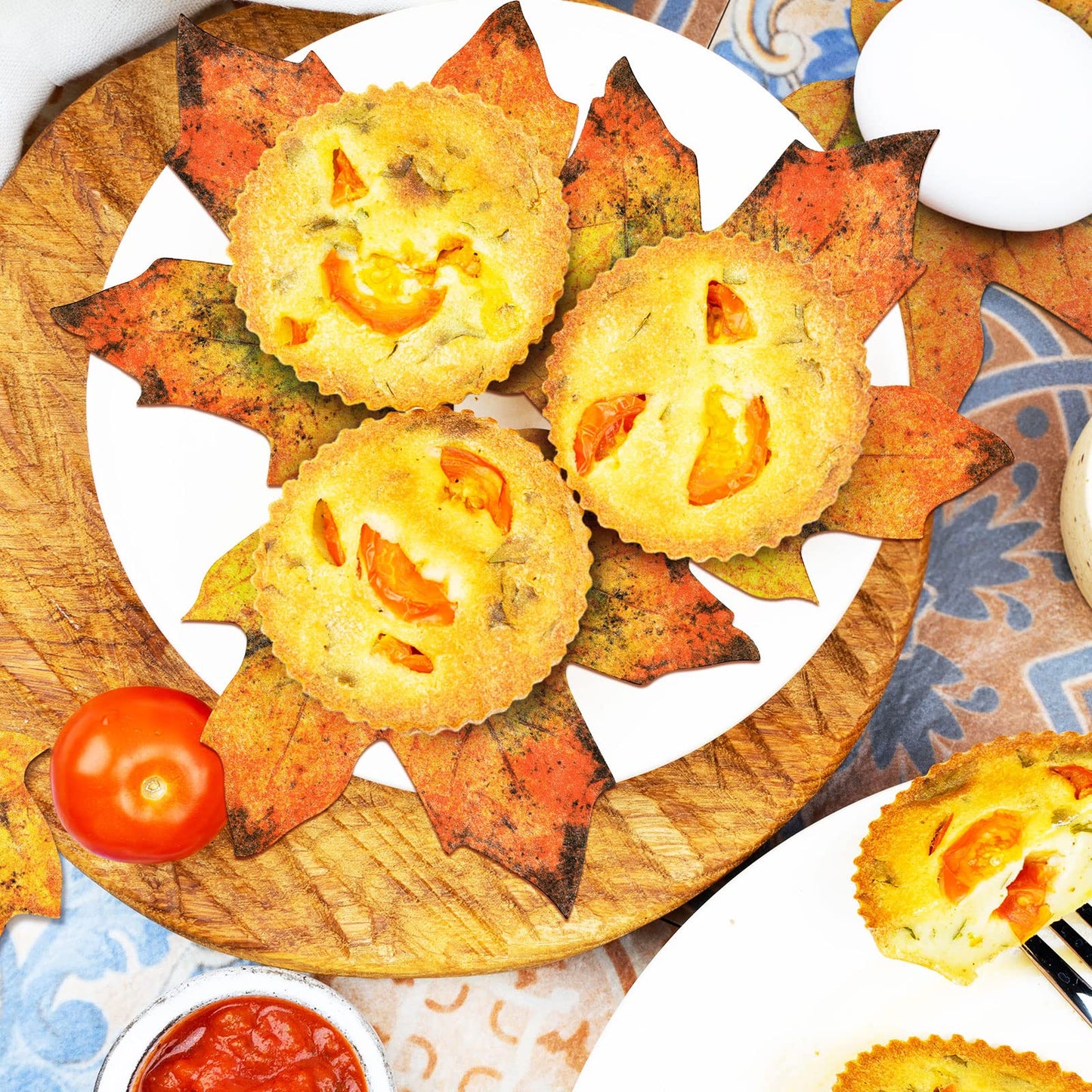 Parchment Fall Leaves Thanksgiving Cheese Paper Parchment Leaves Decorative Paper for Plate Table Charcuterie Boards Food Serving Decoration (100 Pcs)