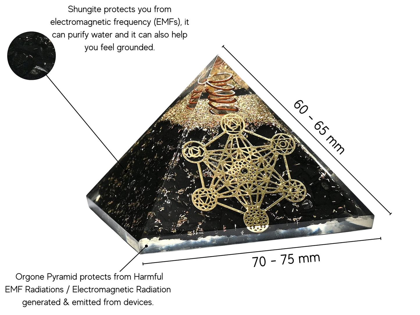 Amazing Gemstone Large Black Tourmaline Orgone Pyramid Crystal, Chakra Metatron Orgonite Pyramid - Positive Energy Healing