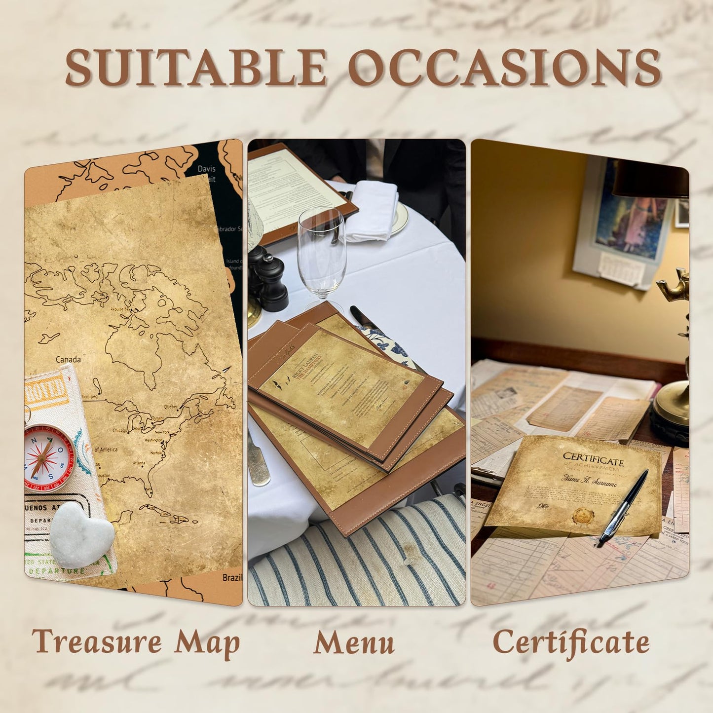 Goefun Parchment Printer Paper 8.5 x 11 Vintage Paper, 100 Sheets Antique Letter Writing Stationery for Certificates, Scrapbook, Resumes, Crafts（100 GSM）