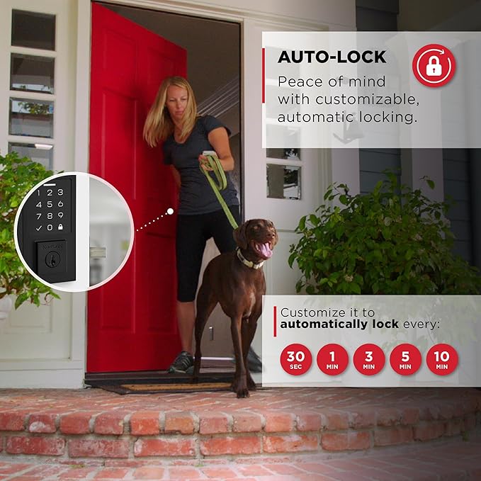 Kwikset SmartCode 270 Keyless Entry Electronic Touchpad Deadbolt Door Lock with Auto-Lock, Custom User Codes, Advanced Security in Matte Black Contemporary