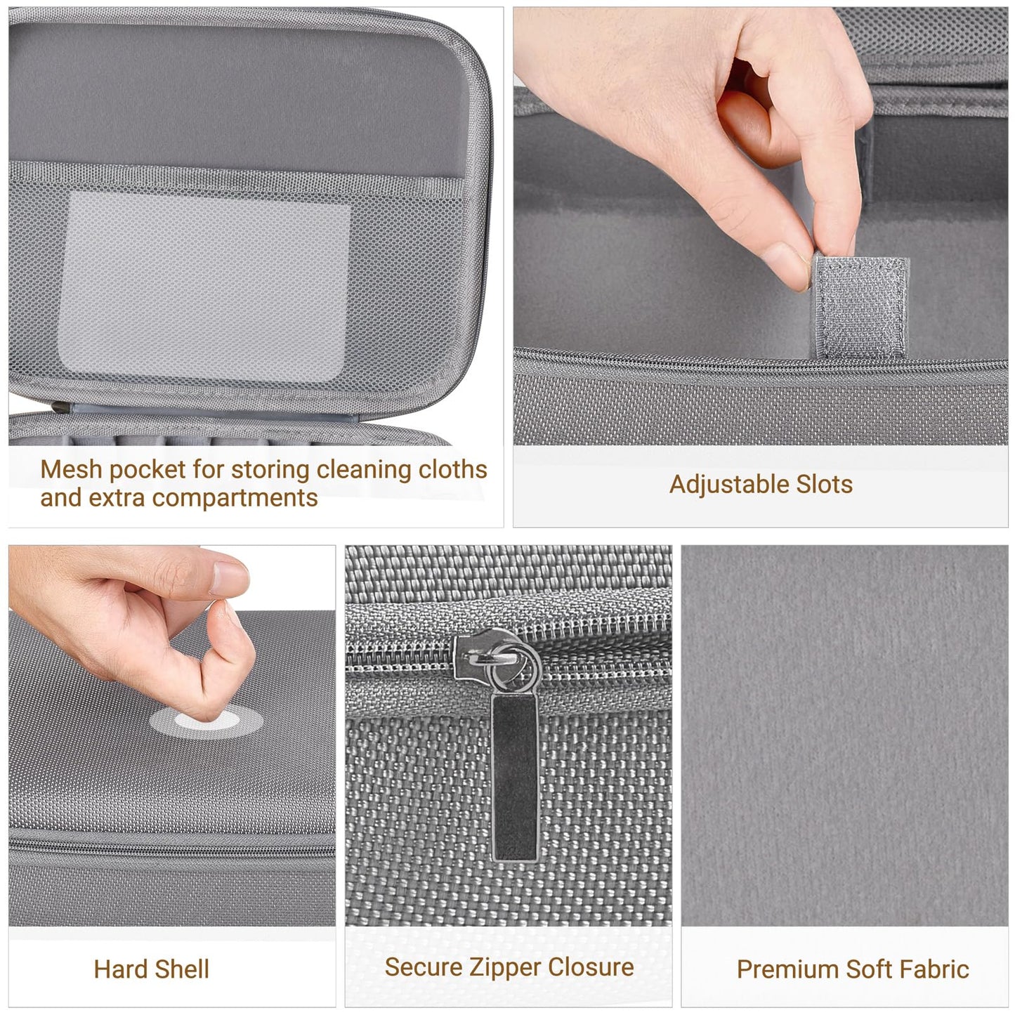 Mkono Travel Sunglasses Organizer Glasses Case Multiple Pairs with Adjustable Slots Eyeglasses Case Storage Box for Men (5 Slots, Gray)