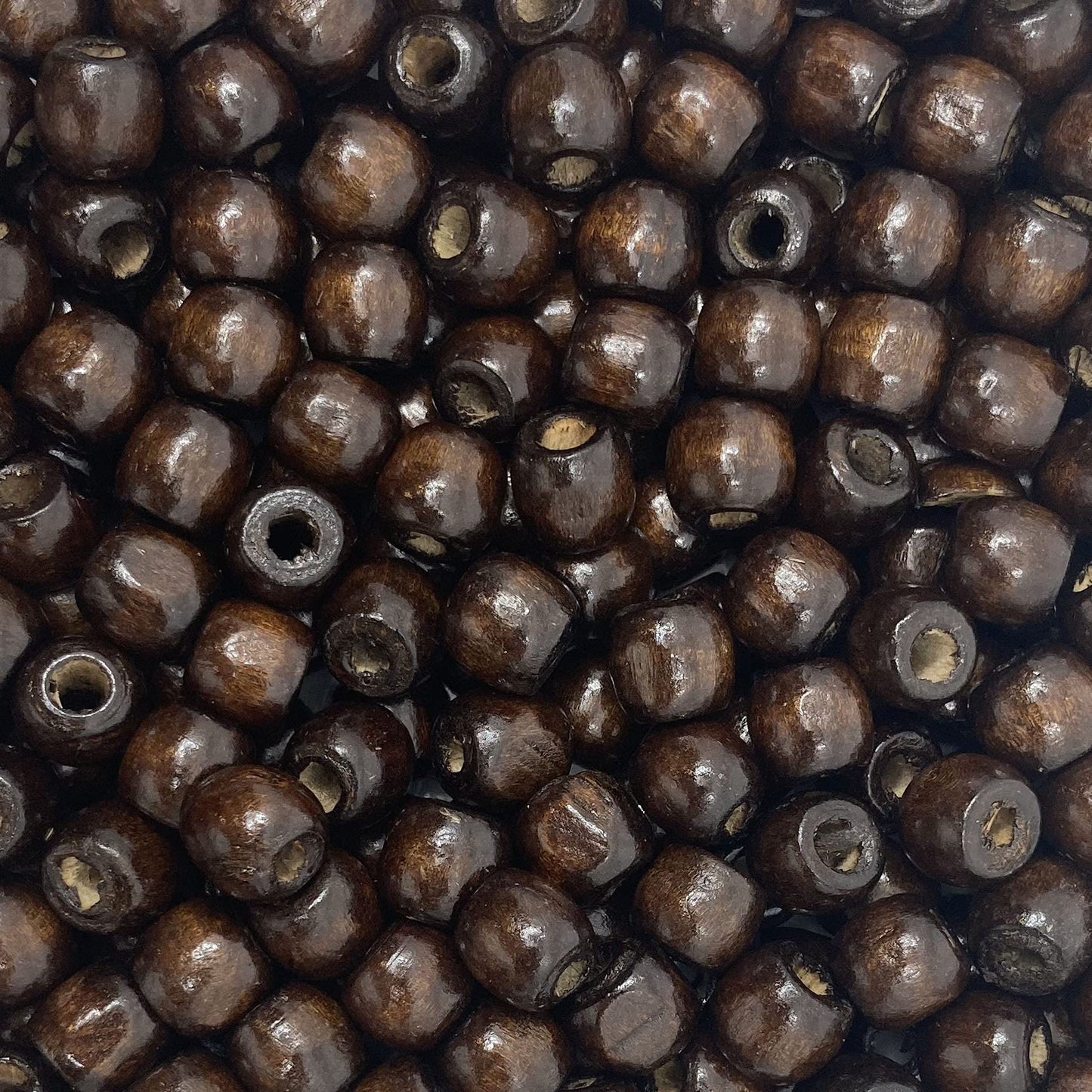 500 Dark Brown Large Hole Wood Beads for Crafts and Macrame 12mm x 11mm Barrel Hair Beads with 4mm Large Hole in Dark Brown