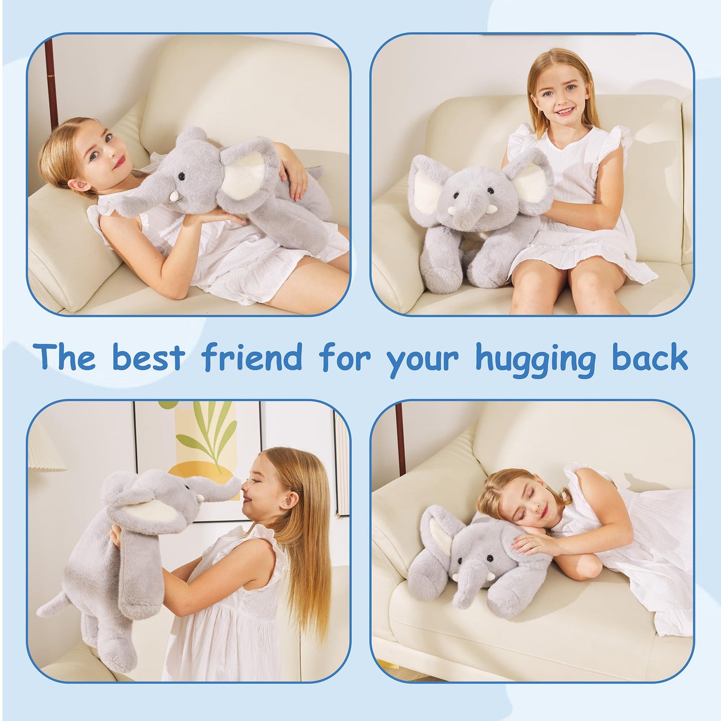 GILFWM Weighted Stuffed Animals Elephant - 25" Big Stuffed Animal Toy Pillow for Kids & Adults, 5 lbs Soft Washable Weighted Plush