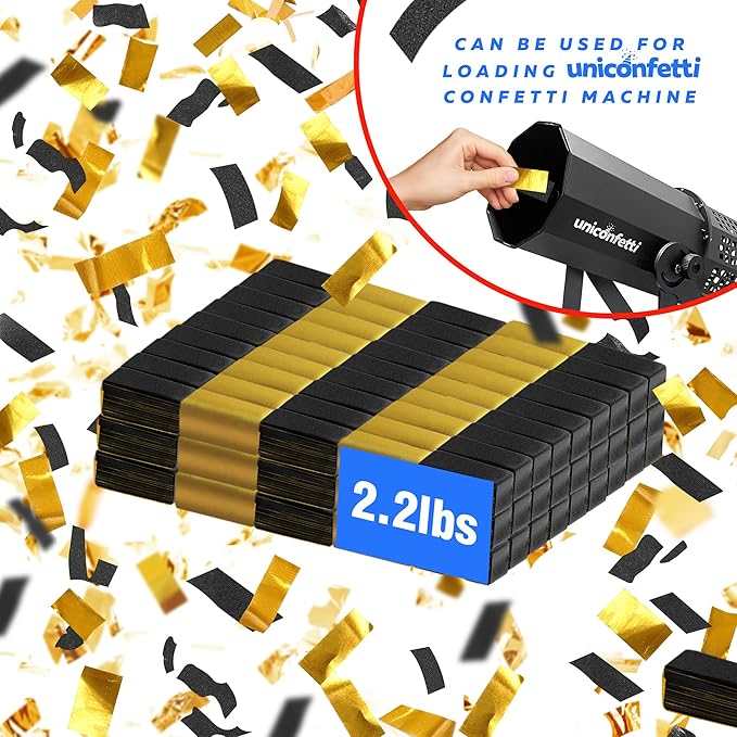 BLACK & GOLD Confetti Paper - BULK 2.2lbs | 1kg, Biodegradable Tissue Paper, Rainbow Light Weight, Non-Staining Paper, for Events, Crafts, Decorations