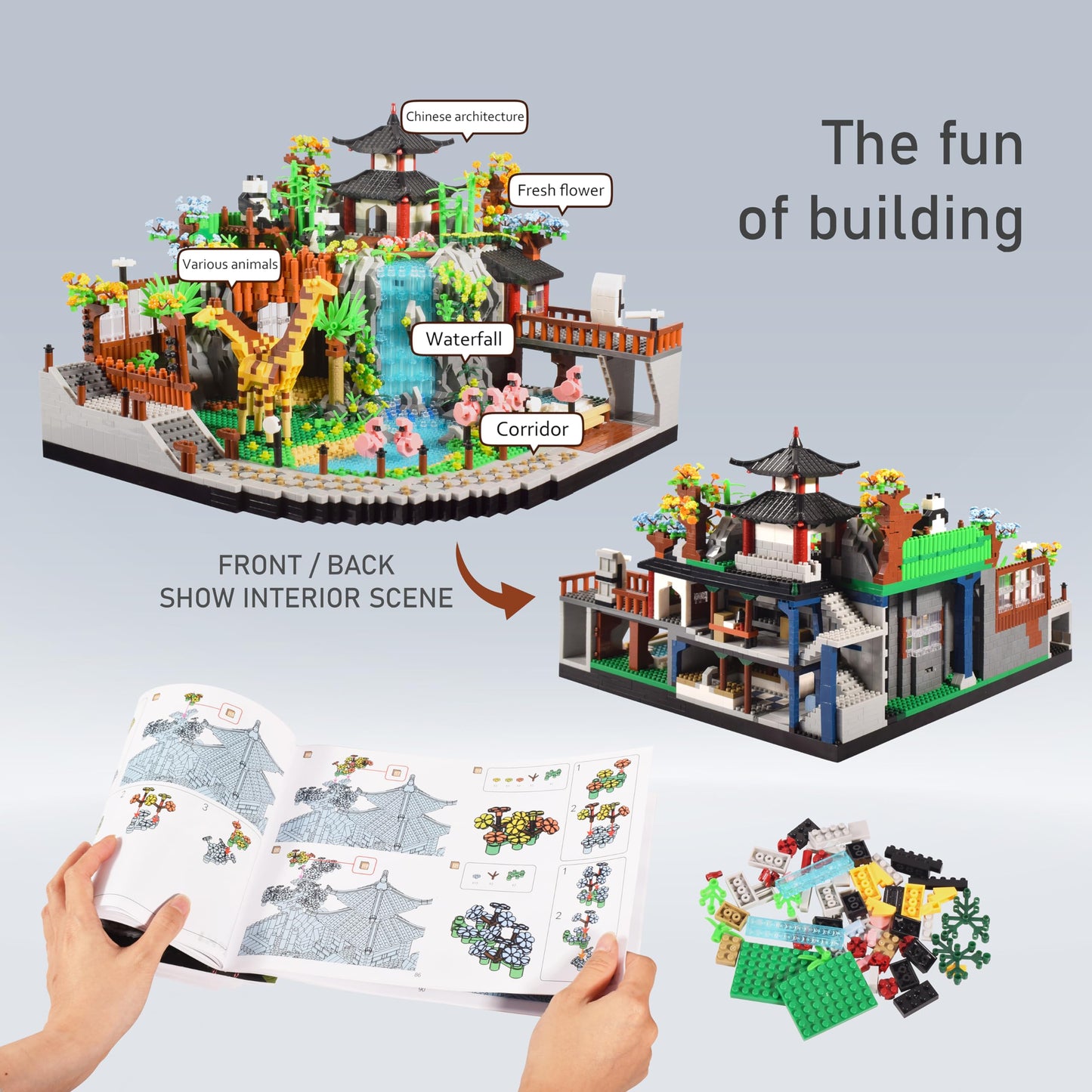 Zoo Micro Building Blocks Set with Giraffe Panda Flamingo 5000PCS for Adults or Teens Ages of 14+, Animals Park DIY Modle Kit in Living Room or Office Decorative Items, Collection Model for Lovers