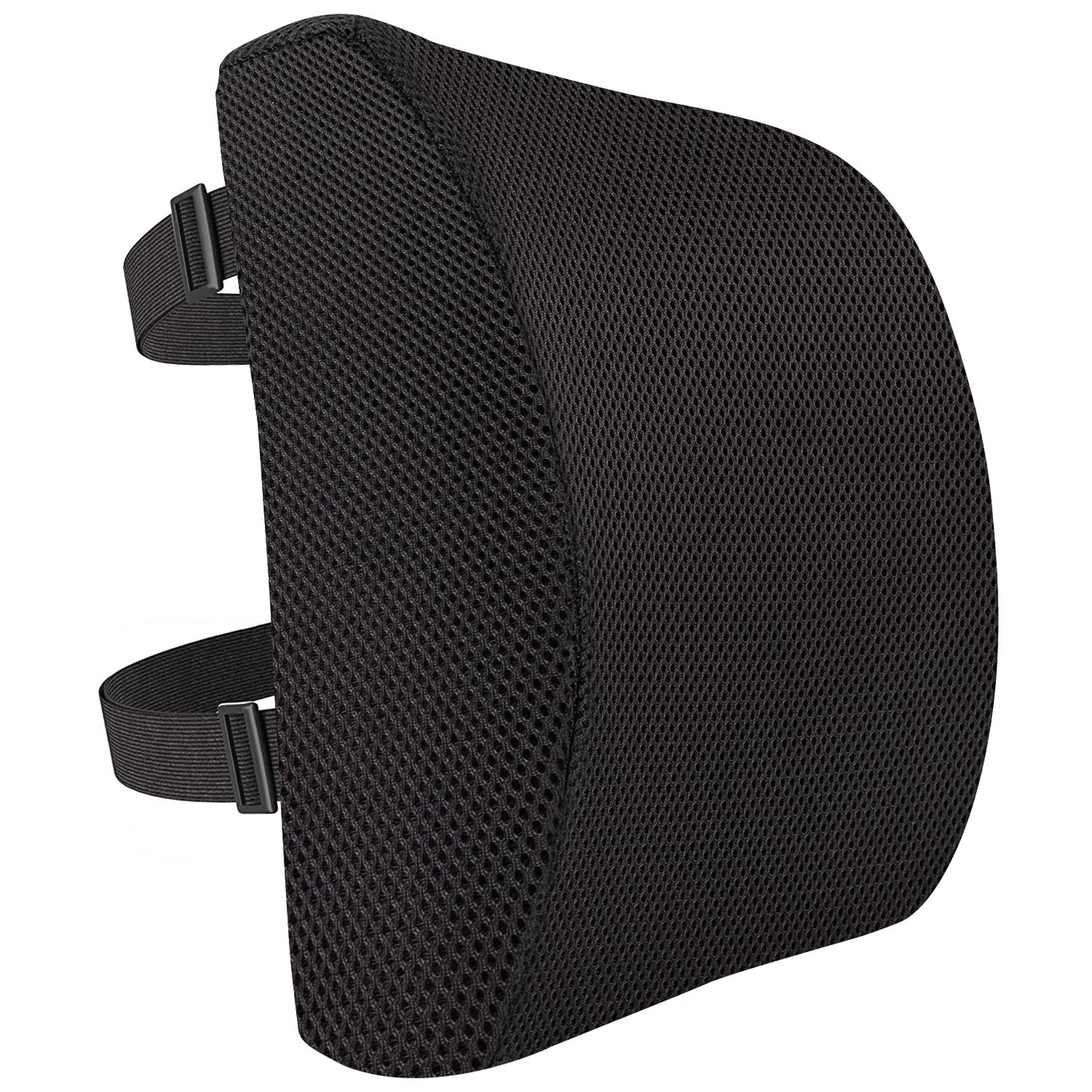 Amazon Basics Rectangular Memory Foam Back Support Cushion for Office Chairs, Non-Slip Base for Long Sitting, Black
