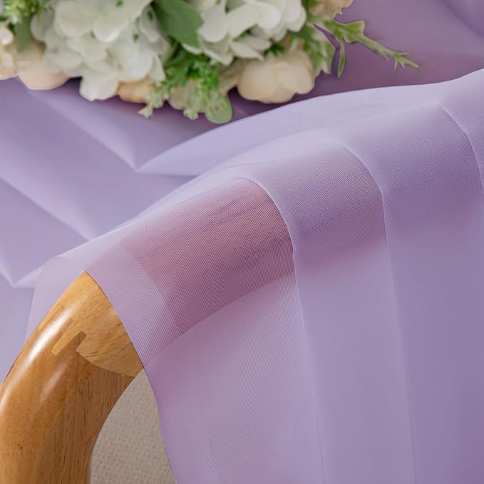 Chyhomenyc Sheer Valances for Windows 2 Pack, Small Window Curtains for Living Room Bathroom Cafe Laundry Basement, Modern Top Dual Rod Pocket Voile Curtain, 42W x 18L inches, Lilac