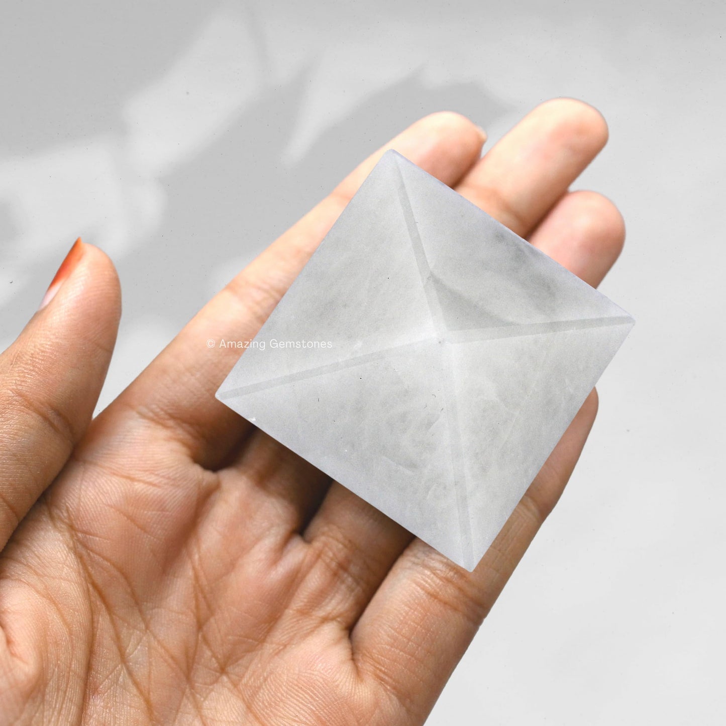 Amazing Gemstone Snow Quartz Pyramid Crystal Healing Stones - 1.5" Great Pyramid Figurine of Natural Stone Pyramid for Meditation, Reiki, Chakra Balancing and Crystal Pyramids Grid